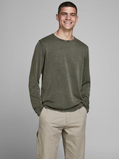 Jack & Jones Strickpullover "JJELEO KNIT CREW NECK NOOS", mit Rundhalsausschnitt