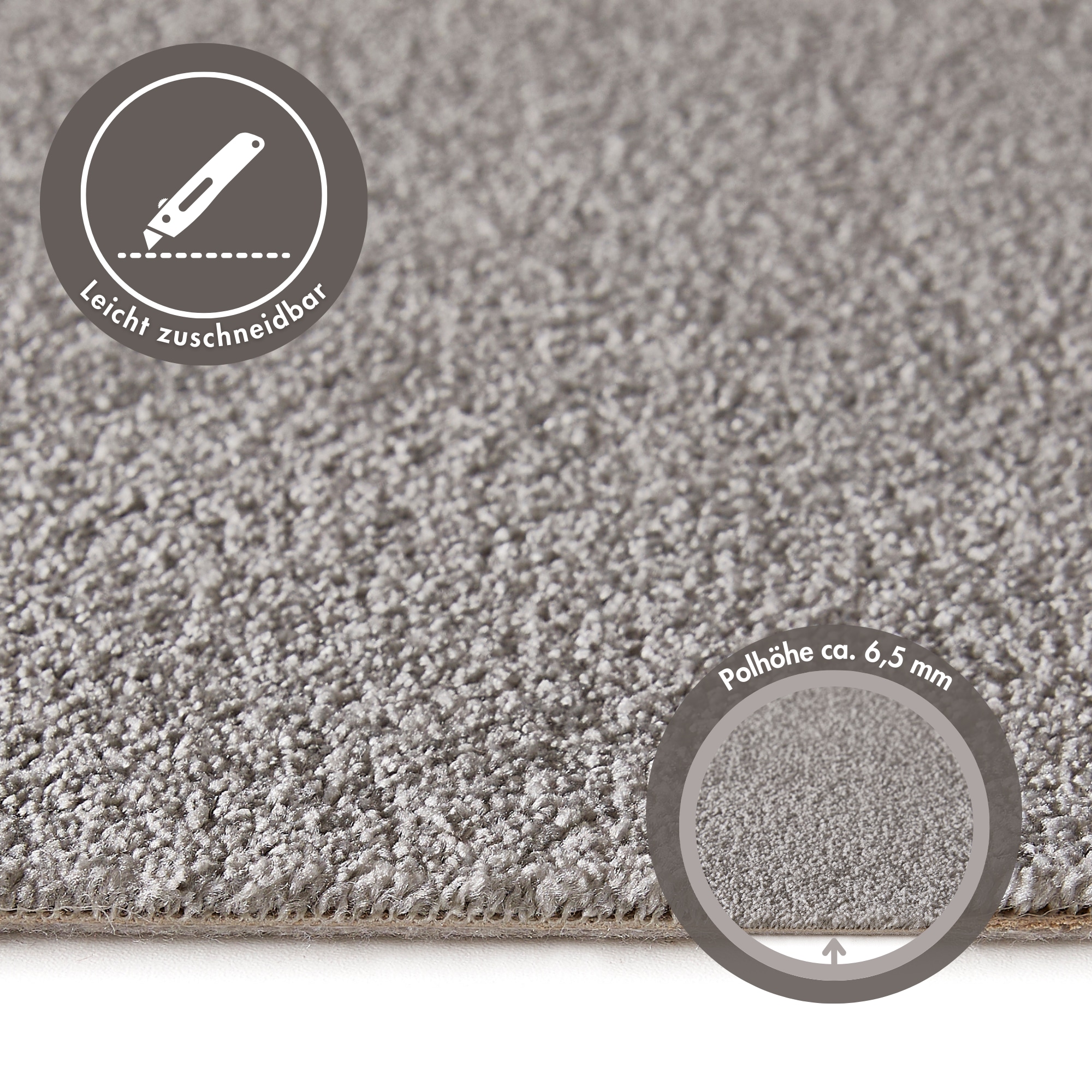 Andiamo Teppichboden »Verona, Velours, Made in Belgium«, rechteckig, 6 mm Höhe, Uni Farben, Breite 400 cm oder 500 cm, strapazierfähig, pflegeleicht