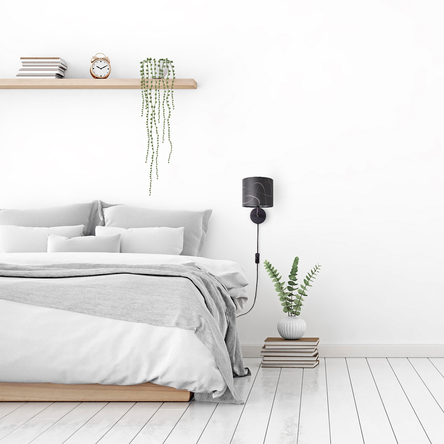 Paco Home Wandleuchte »Luca Tribal«, Leuchtmittel E14 | ohne Leuchtmittel, Wohnzimmer Modern Wandleuchte Mit Schirm Stoff Abstrakt Retro E14