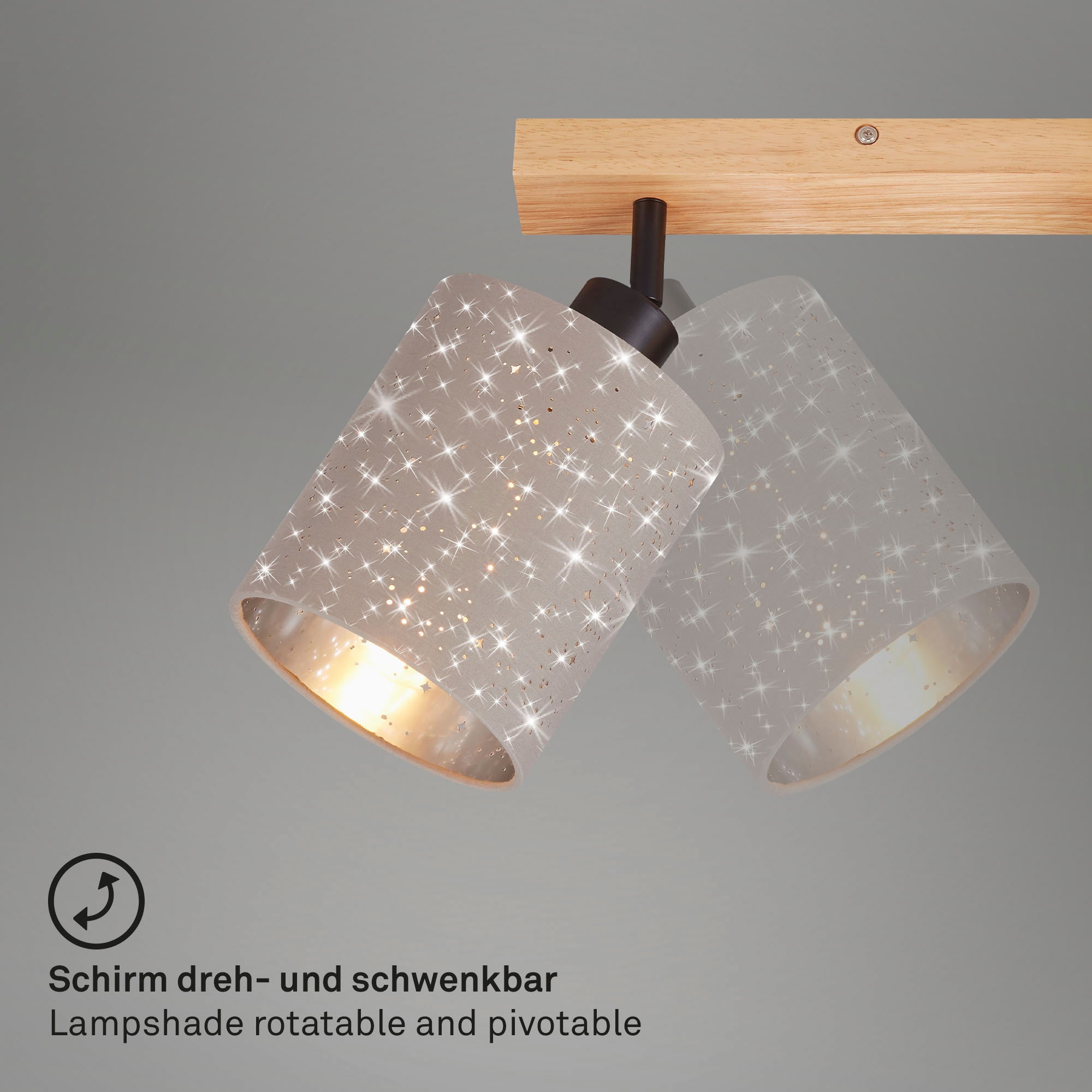 Briloner Leuchten Deckenspot »Spotleuchte, taupe, Holz, 2xE27 exkl.«