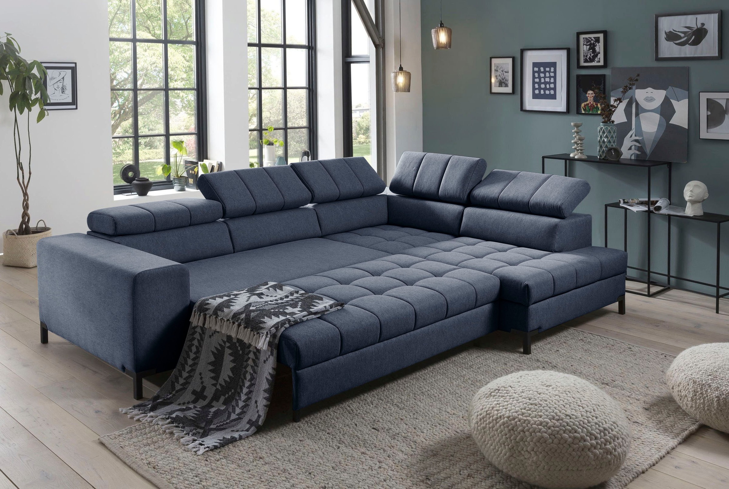 exxpo - sofa fashion Ecksofa »Bocco, hochwertige Verarbeitung, toller Sitzkomfort, bequem, L-Form«, wahlweise mit Bettfunktion u. Bettkasten, inkl. Kopfteilverstellung