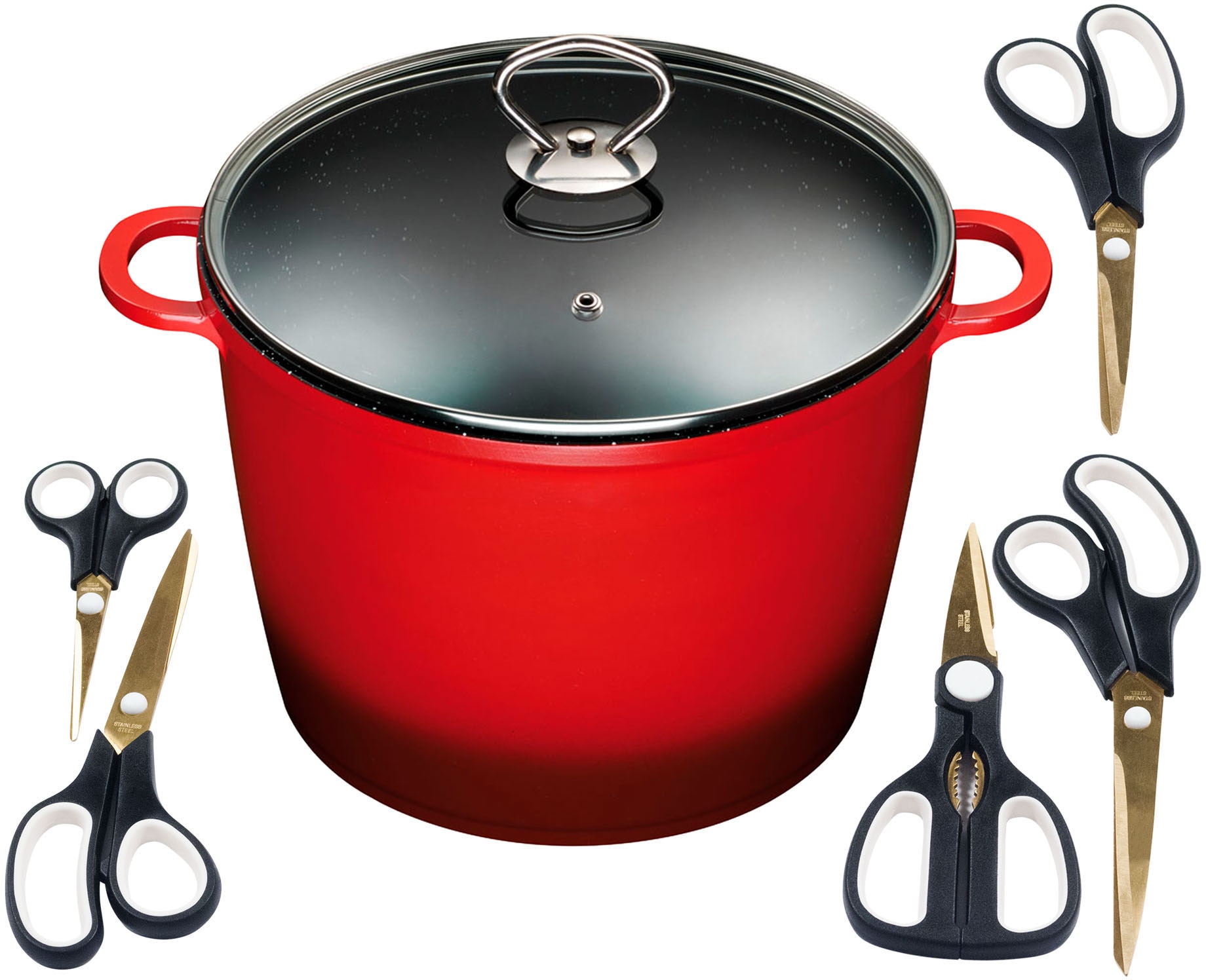 KING Suppentopf Aluminiumguss Set, 7 Stk. tlg. Kochtopf 7LØ24cm +Glasdeckel günstig online kaufen