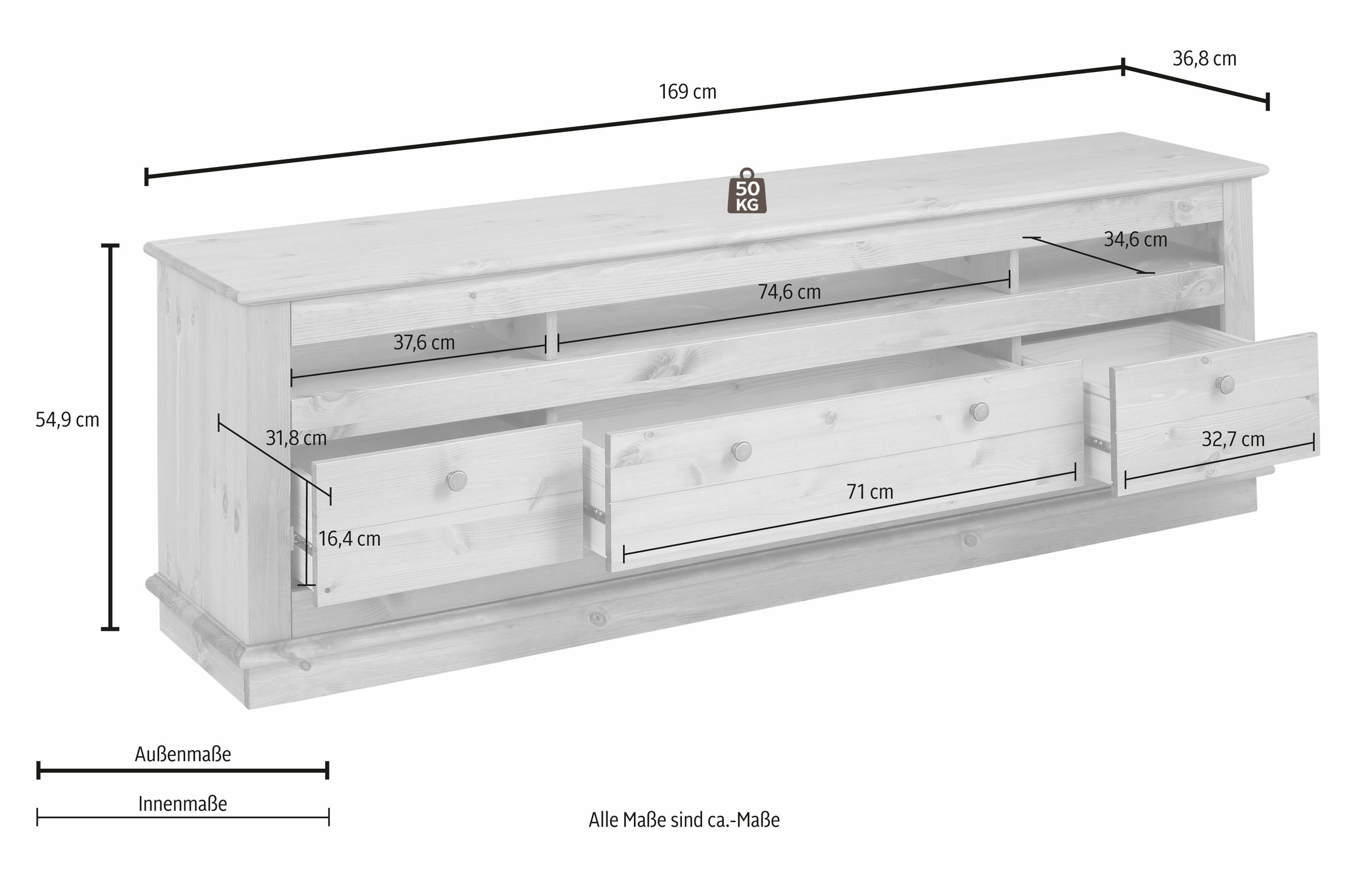 Home affaire TV-Board »Raul«, Breite 169 cm