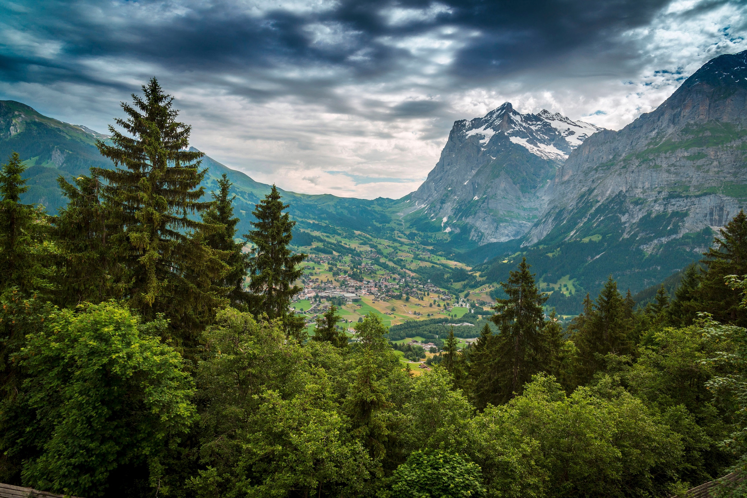 A.S. Création Leinwandbild »Mountain Views«, Landschaft, (1 St.), Bild Landschaft Bäume Gebirge Keilrahmen