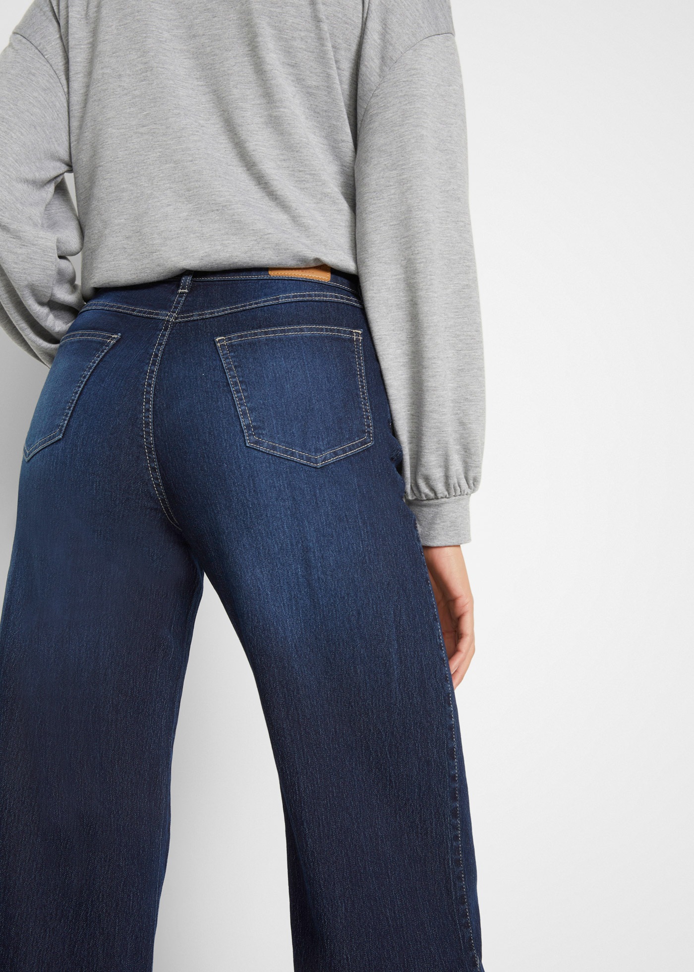 Bonprix Wide Leg Jeans Mid Waist Dark Blue Size 48 3