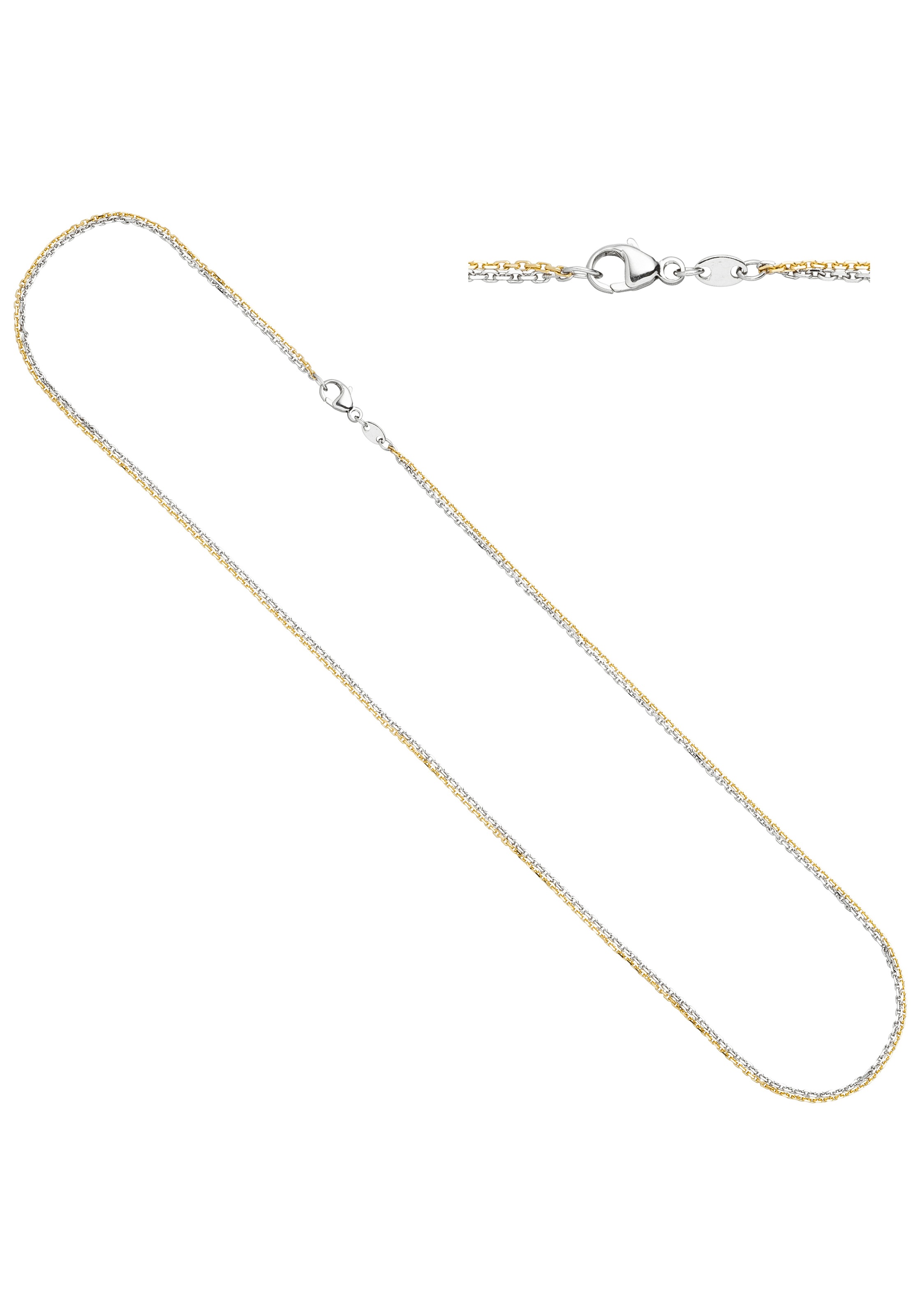 Goldkette, Ankerkette 2-reihig 585 Gelbgold Weißgold 45 cm