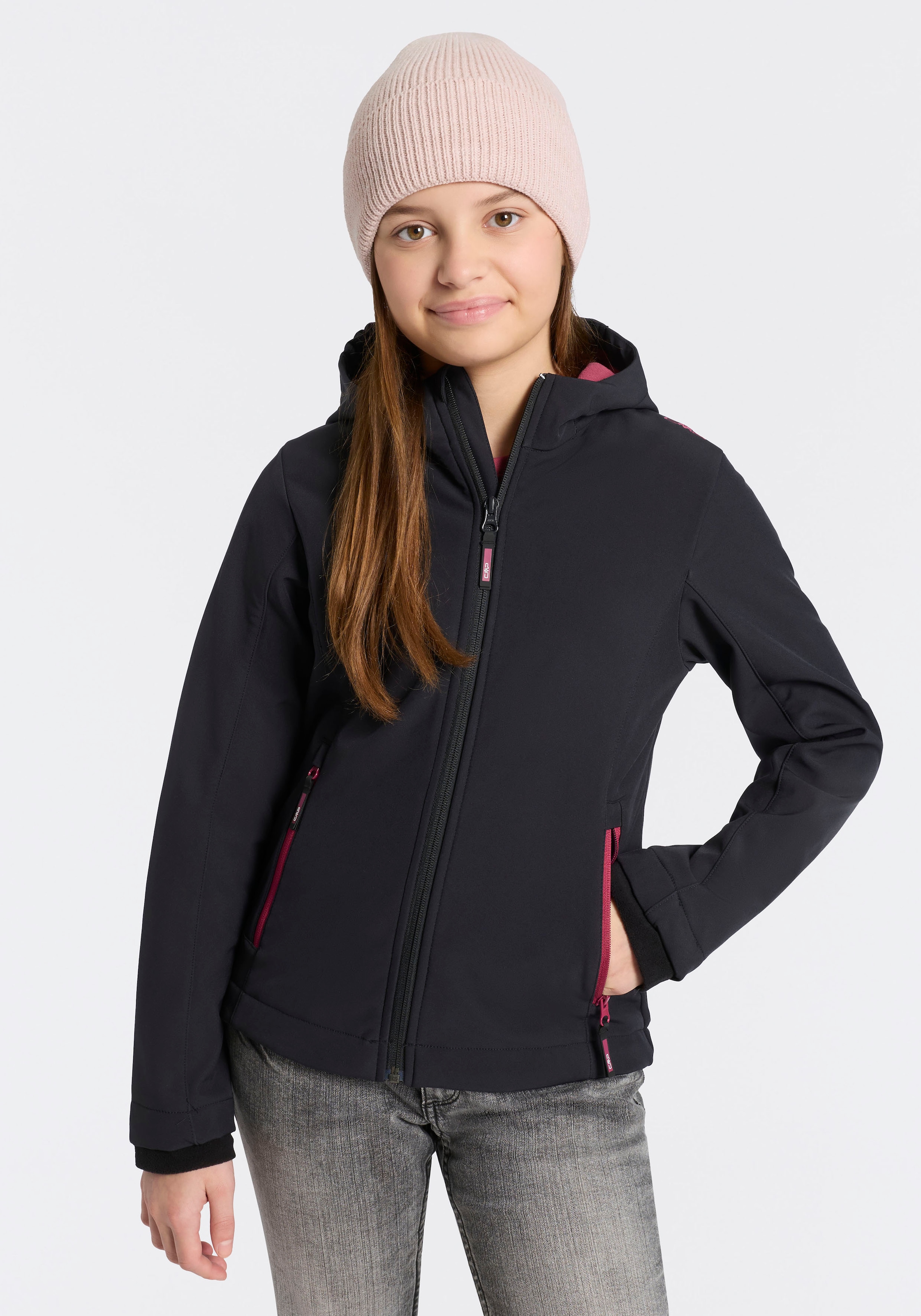 CMP Softshelljacke »KID G  SOFTSHELL JACKET« mit Kapuze für Kinder, mit Kapuze, atmungsaktiv, wasserabweisend, windabweisend