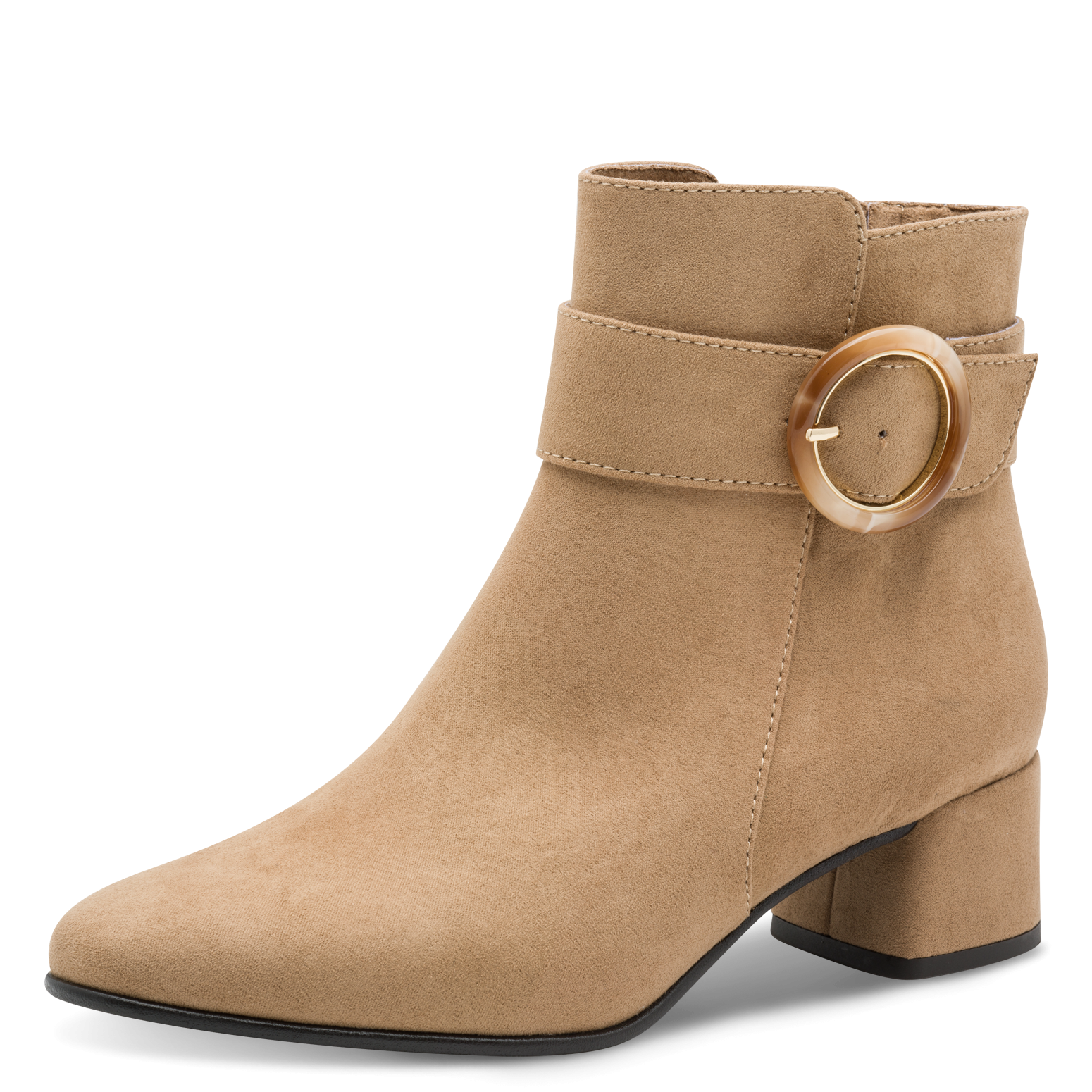 MARCO TOZZI Stiefelette, Blockabsatz, Abendschuh, Festtagsschuh mit Zierschnalle