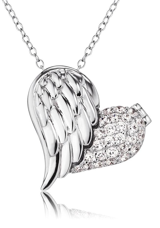 ENGELSRUFER Damen Kette mit Anhänger "With Love special Kette Flügel zum Öffnen", Silber 925 (Sterlingsilber), L: 44, silber, Silber 925