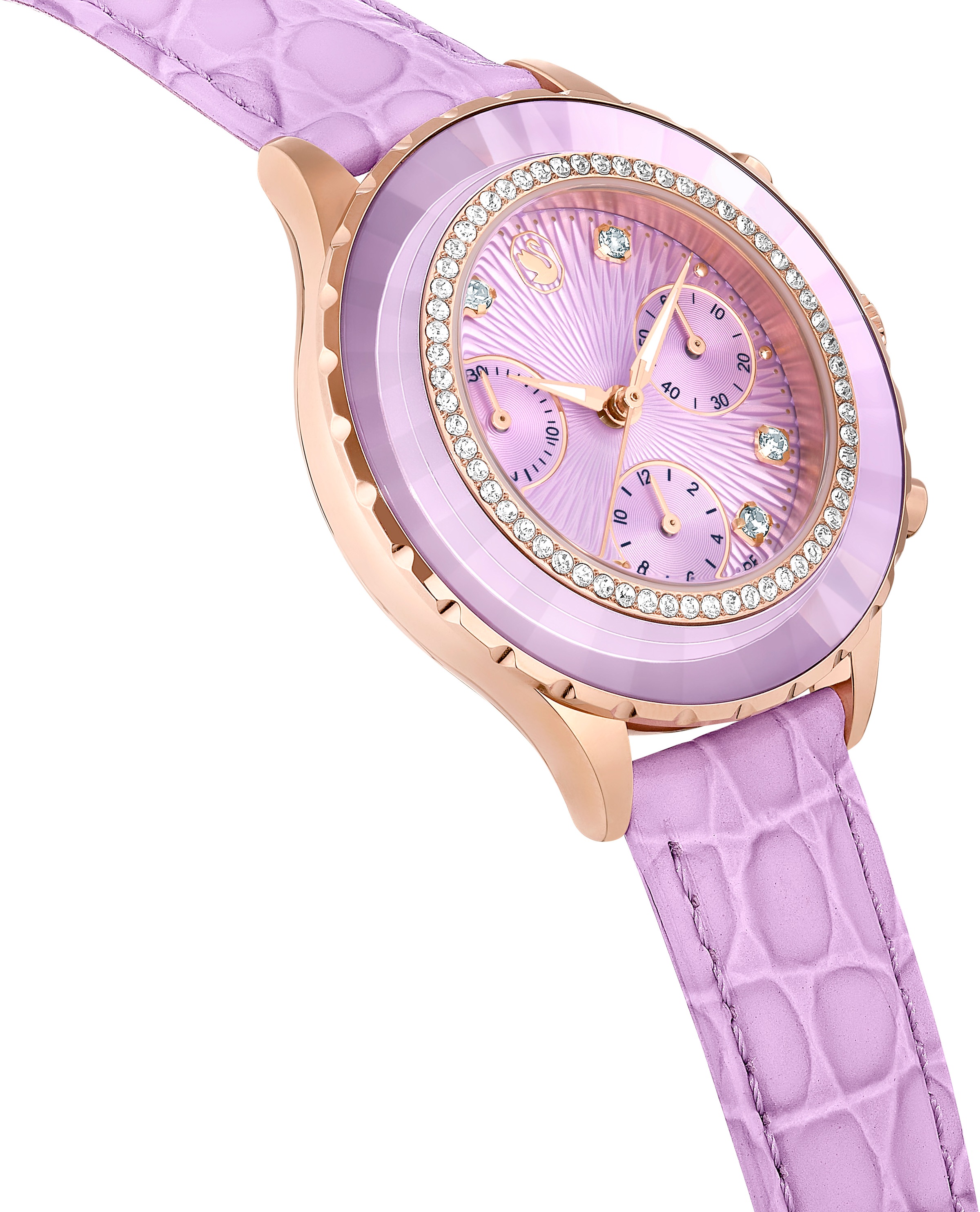 Swarovski Chronograph »OCTEA CHRONO«, Quarzuhr, Armbanduhr, Damenuhr, Swiss Made, Lederarmband, analog