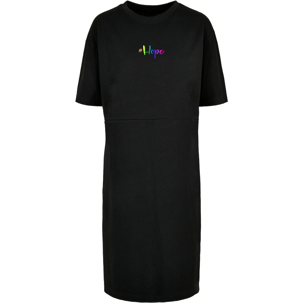 Merchcode Shirtkleid »Merchcode Damen Ladies Hope Rainbow Oversized Slit Tee Dress«, (1 tlg.)