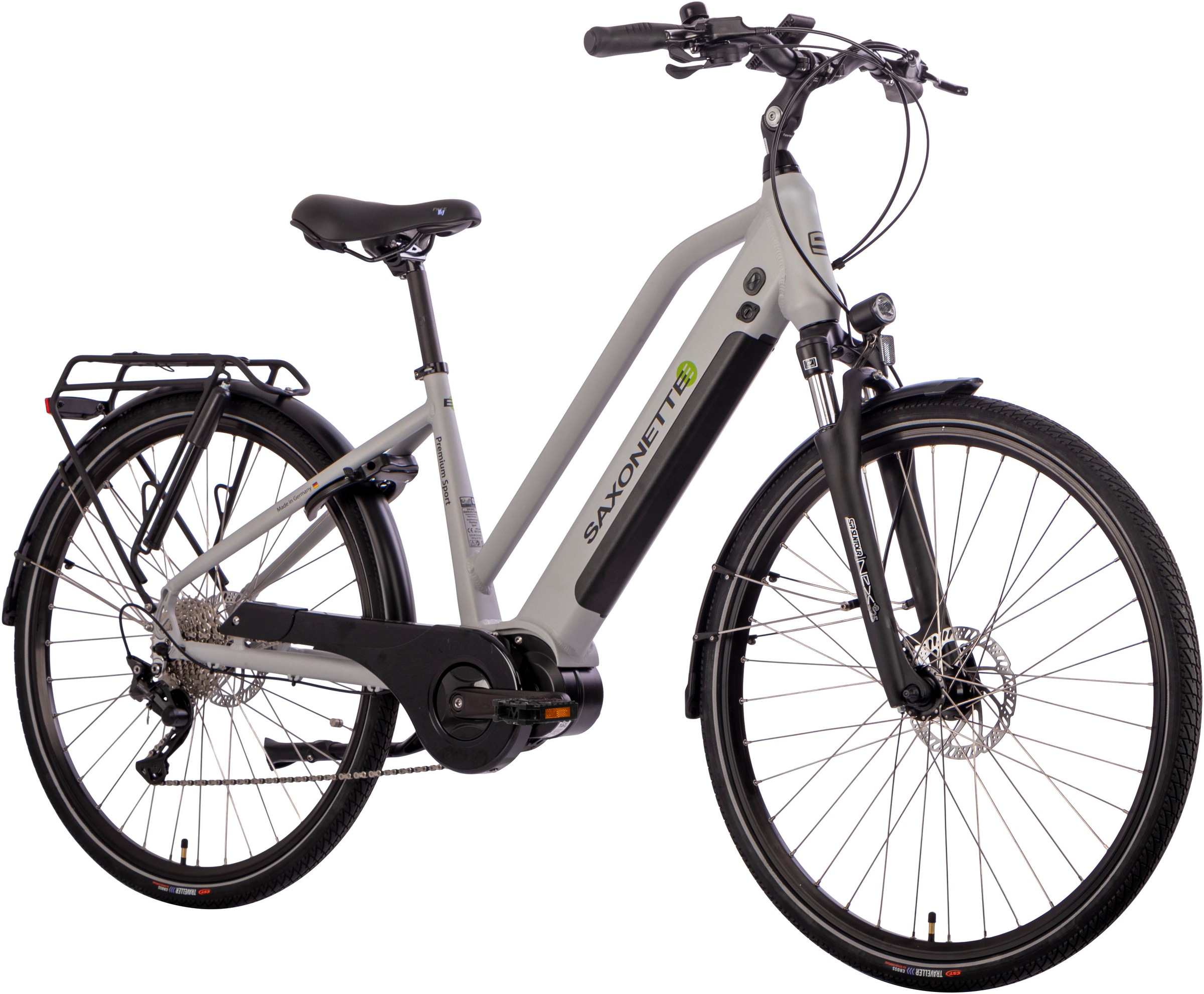 SAXONETTE E-Bike »Premium Sport (Trapez)«, 10 Gang, Mittelmotor 250 W, Pedelec, Elektrofahrrad für Damen