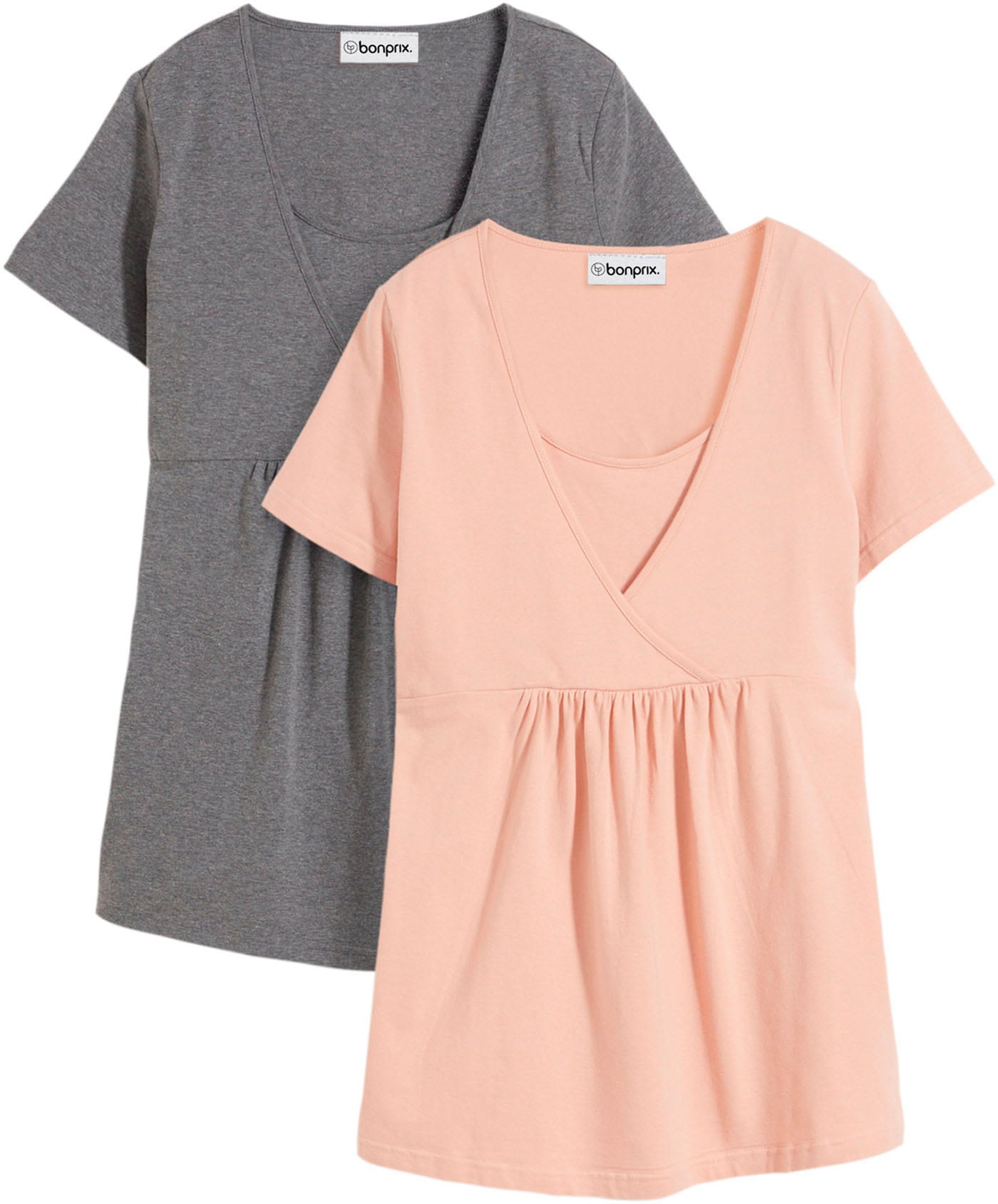 bonprix Stillshirt »2-in-1 Umstands- und Stillshirts (2er Pack?)« Packung, 2, 2 Stk. figurumspielende Passform, mit Wickelschnitt