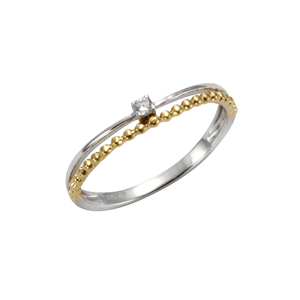 CELESTA Fingerring »375 Gold zweifarbig Zirkonia weiß«