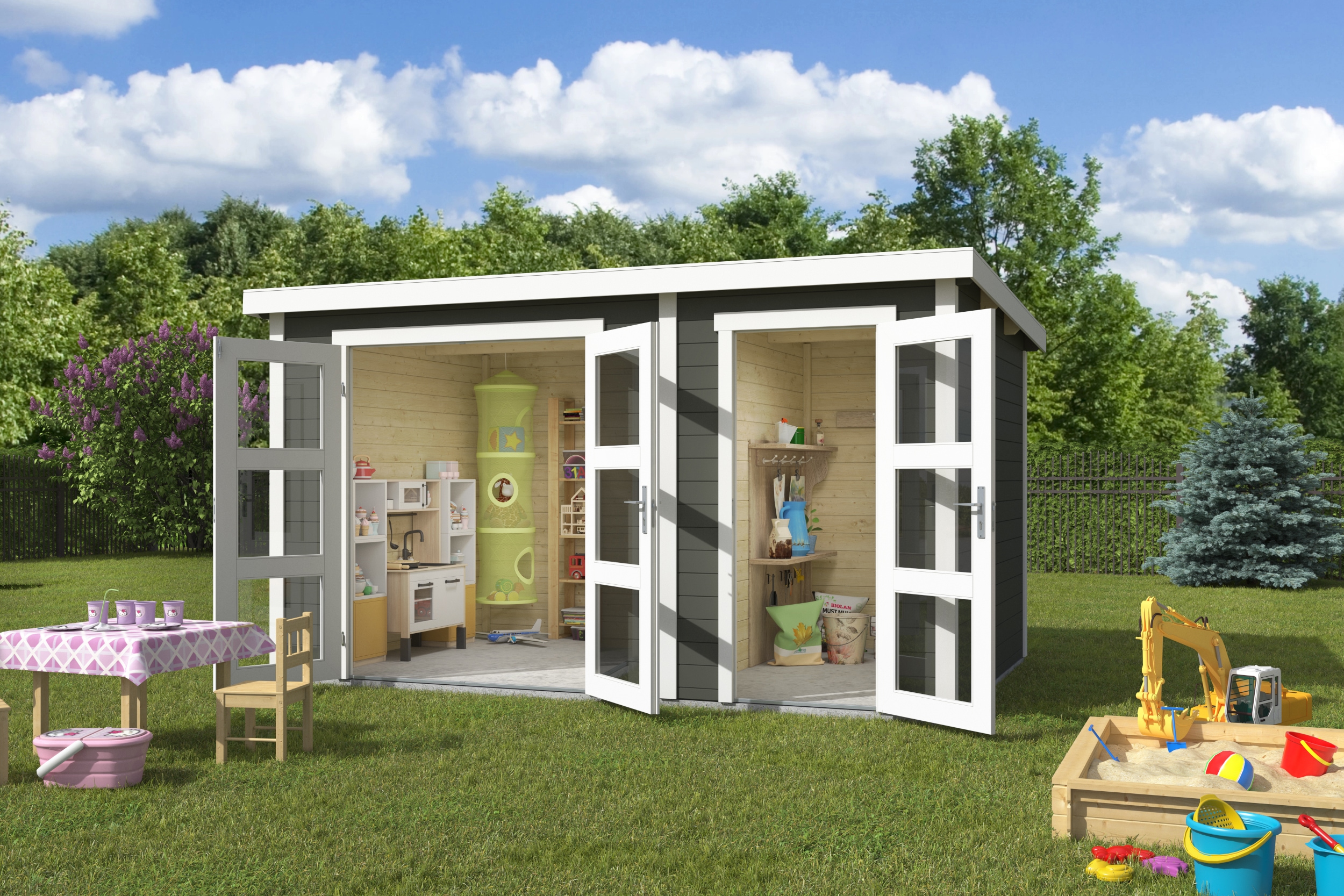 Nordic Holz "Zambezi XL" mit Milchglasverglasung