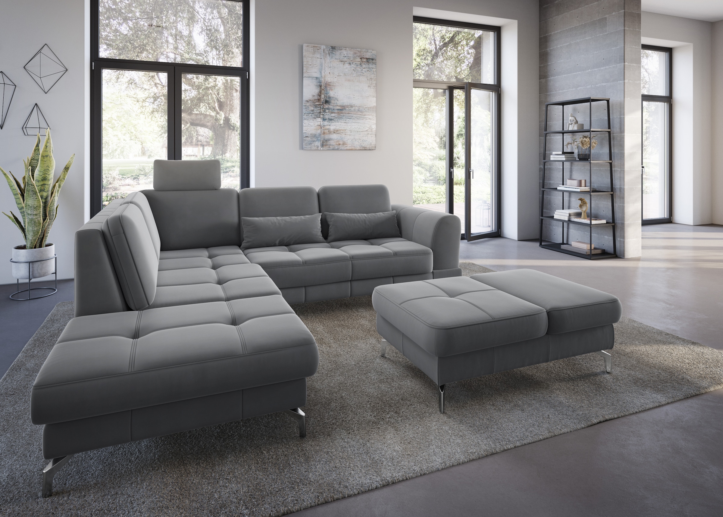 sit&more Ecksofa "Bendigo L-Form" inklusive Sitztiefenverstellung, Bodenfreiheit 12 cm, in 2 Fußfarben