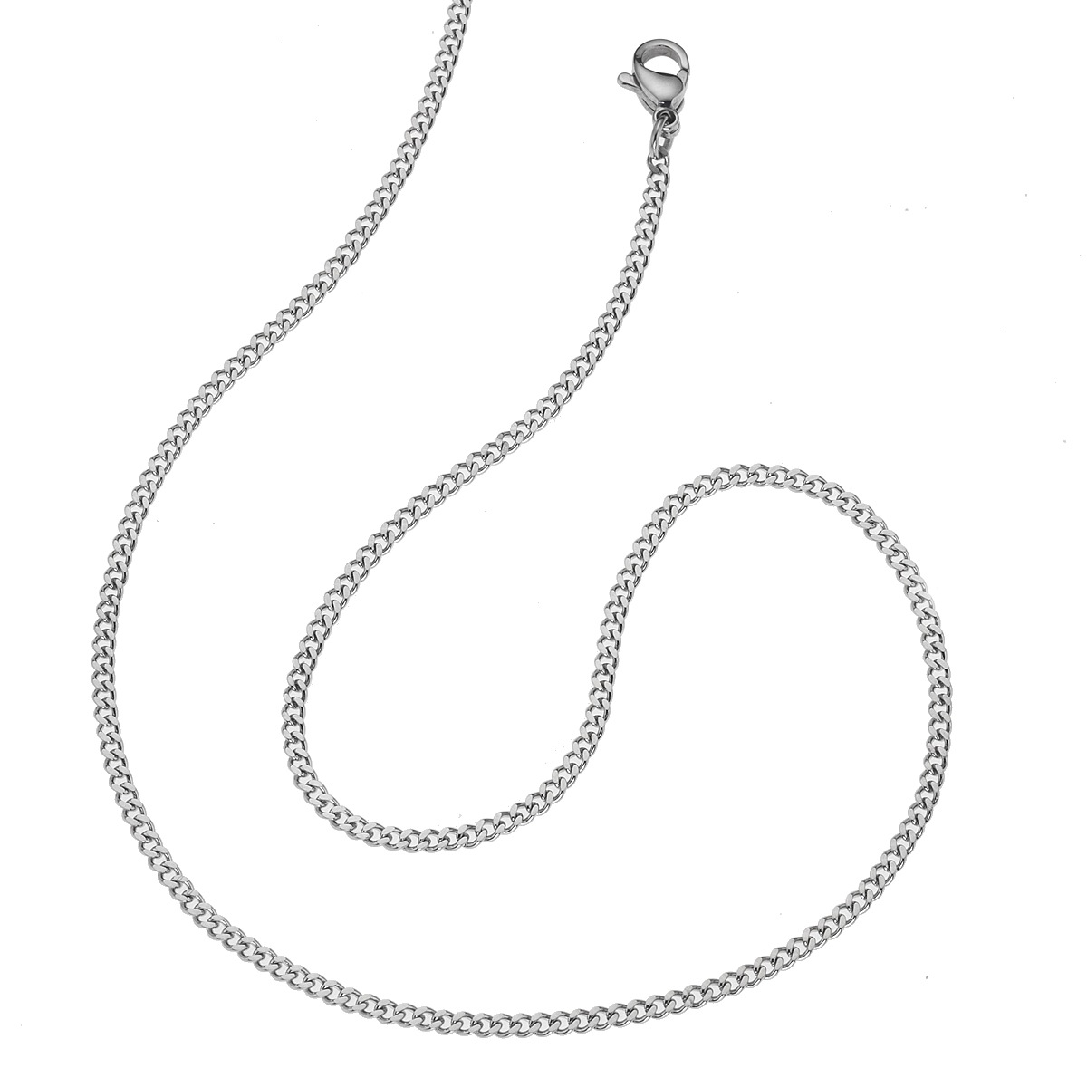 ZEEME Damen Collierkettchen "Edelstahl Panzerkette 2mm breit", 60cm, Edelstahl, L: 60 B: 2mm, weiß, Edelstahl, B:2mm, Halsketten