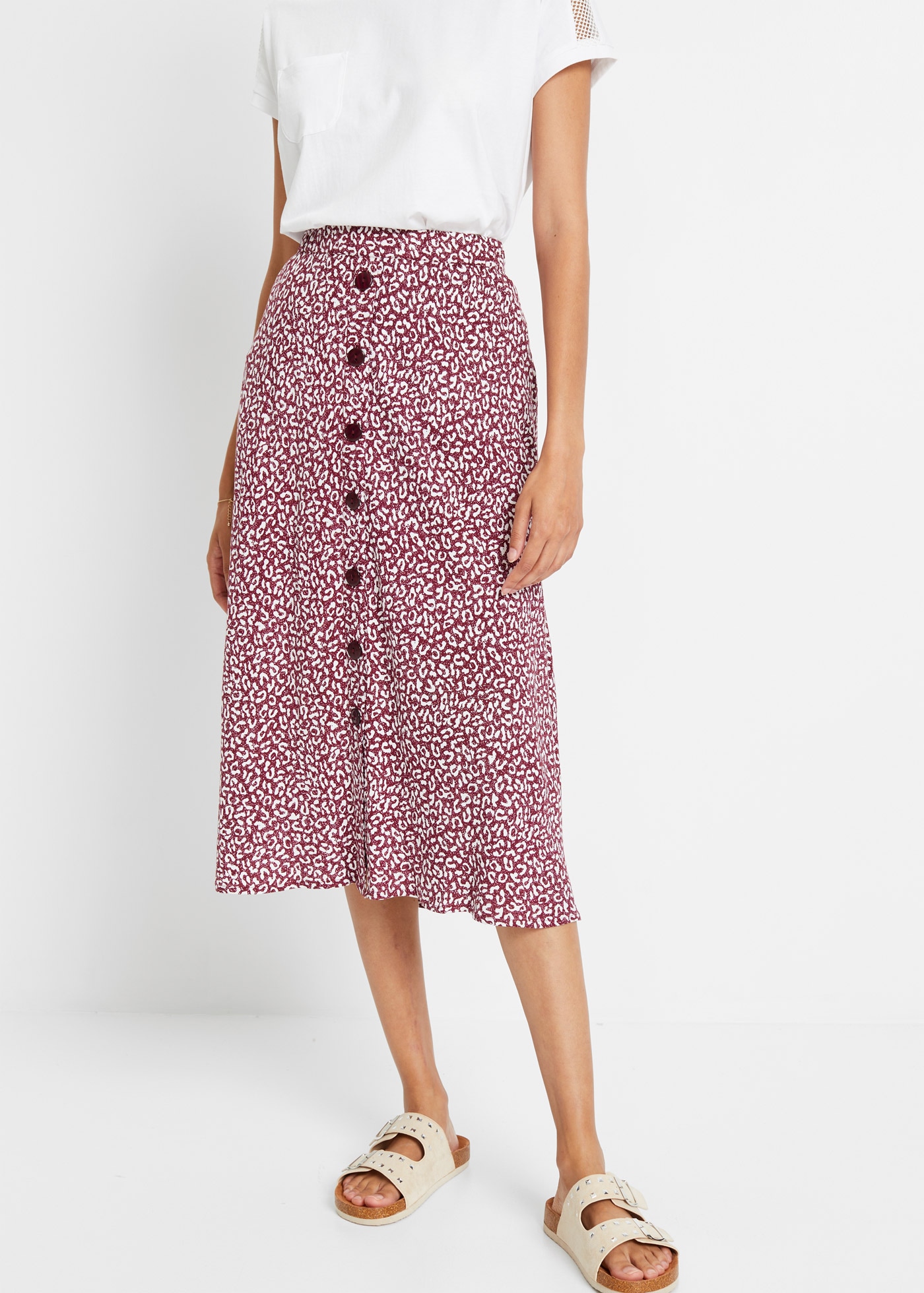 bonprix Sommerrock aus Viskose, ausgestellte Passform, grafisches Muster, m günstig online kaufen