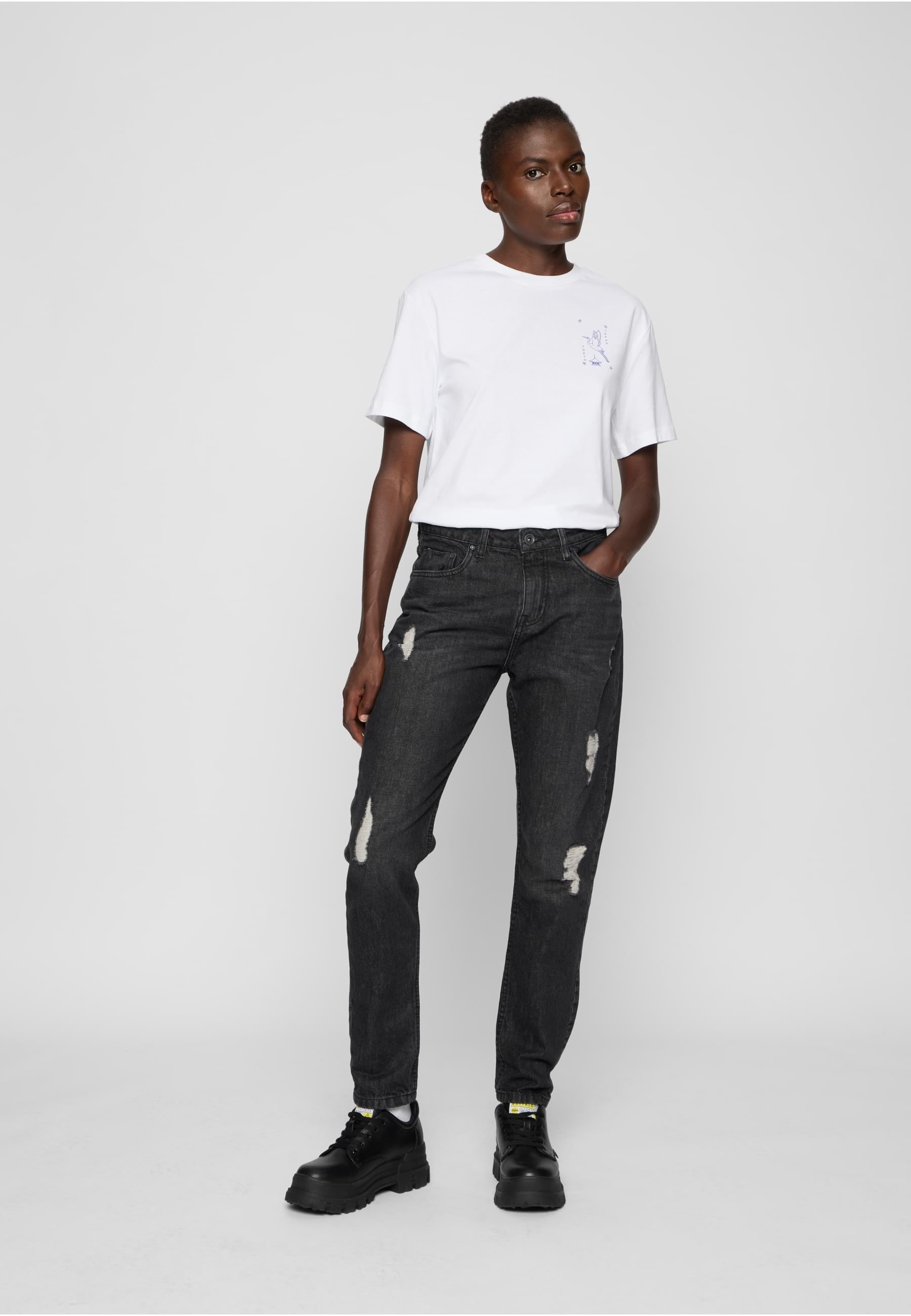 URBAN CLASSICS Bequeme Jeans »Urban Classics Damen Ladies Boyfriend Denim Pants«, (1 tlg.)