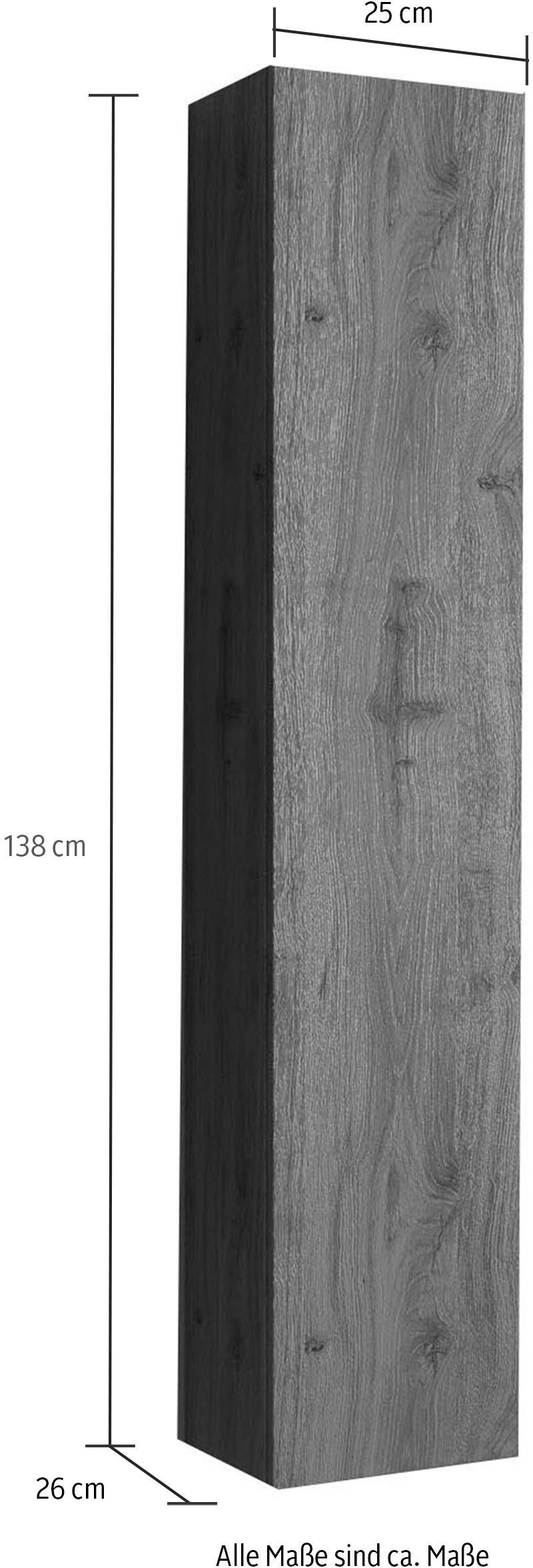 welltime Hängeschrank »Hamburg«, Badschrank mit 1 Tür, Höhe 138 cm, Breite 25 cm