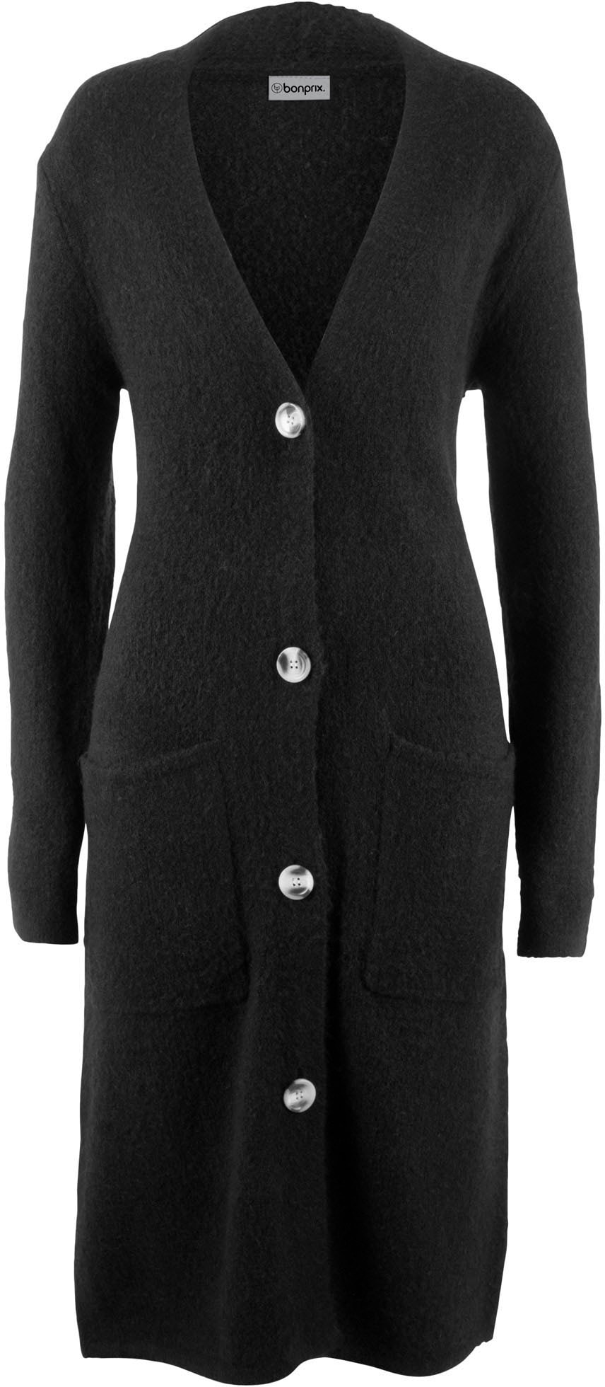 bonprix Strickmantel aus Flausch-Garn, Regular Fit, mit aufgesetzten Taschen