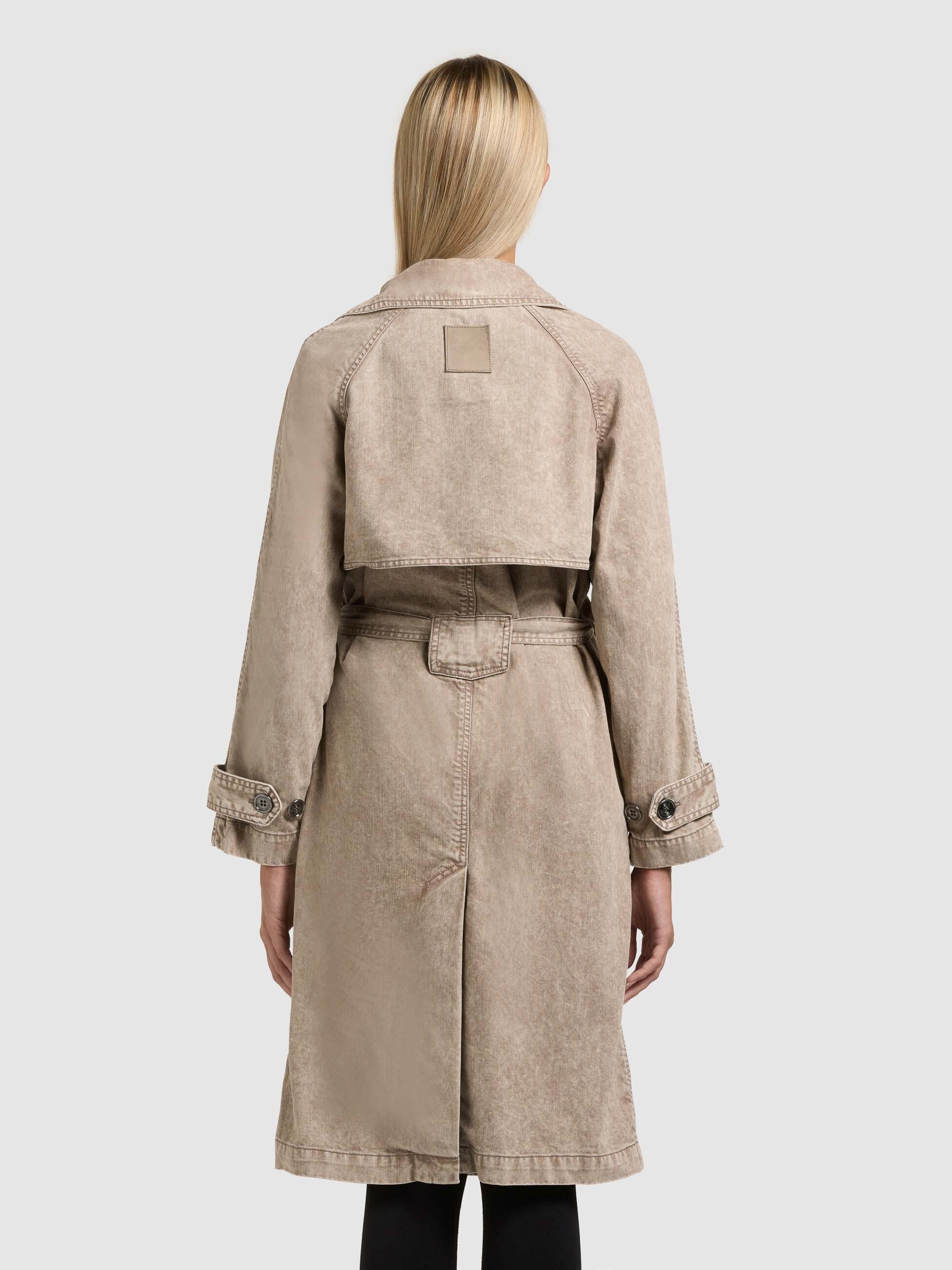 Trenchcoat KHUJO "ENZA", Damen, Gr. S, latte braun, Web, 100% Baumwolle, Raglanärmel abgesteppte Kante verstellbar, Mäntel 3