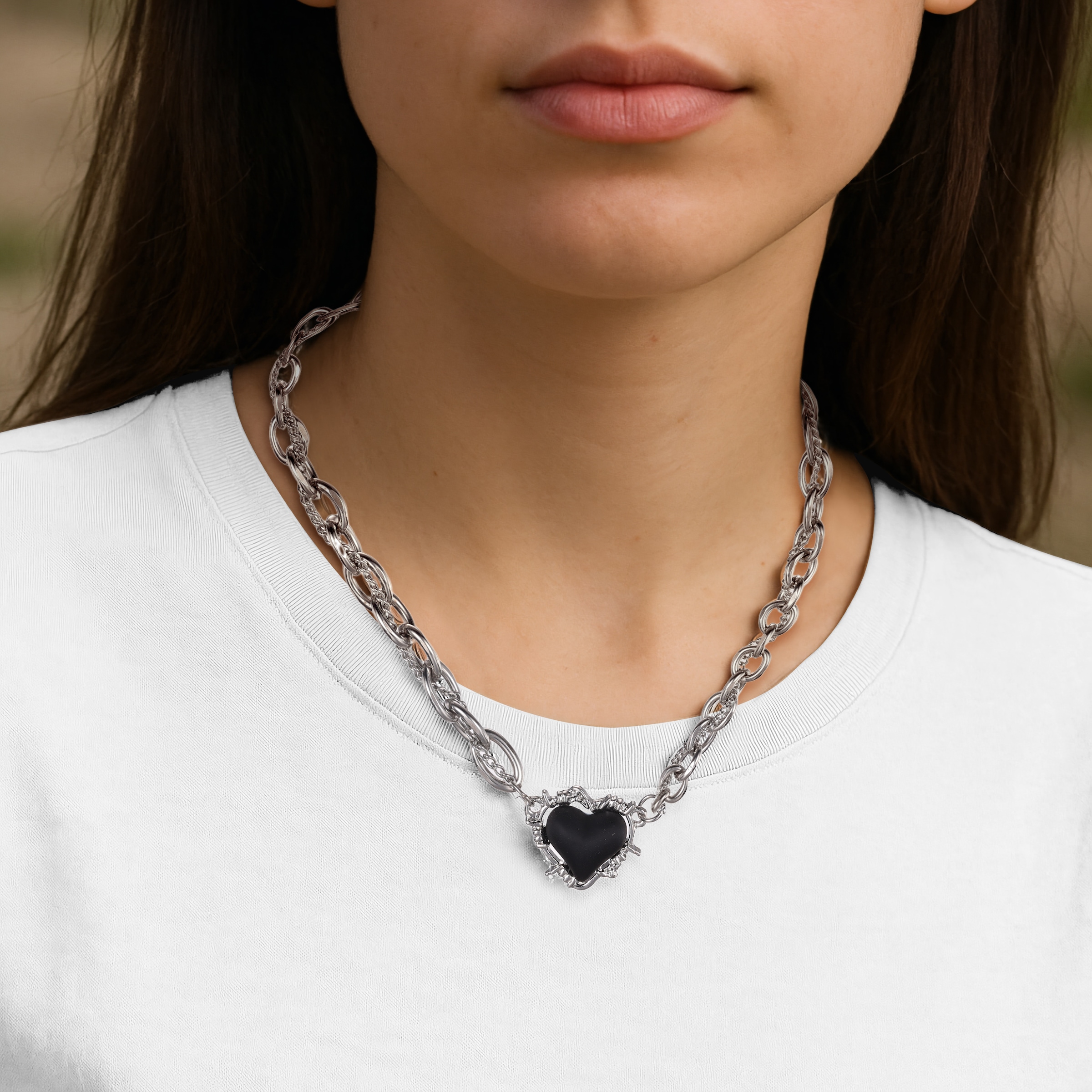 Firetti Kette mit Anhänger »Schmuck Geschenk Edelstahl Halsschmuck Halskette Ankerkette Herz« mit Harzstein (synth.)