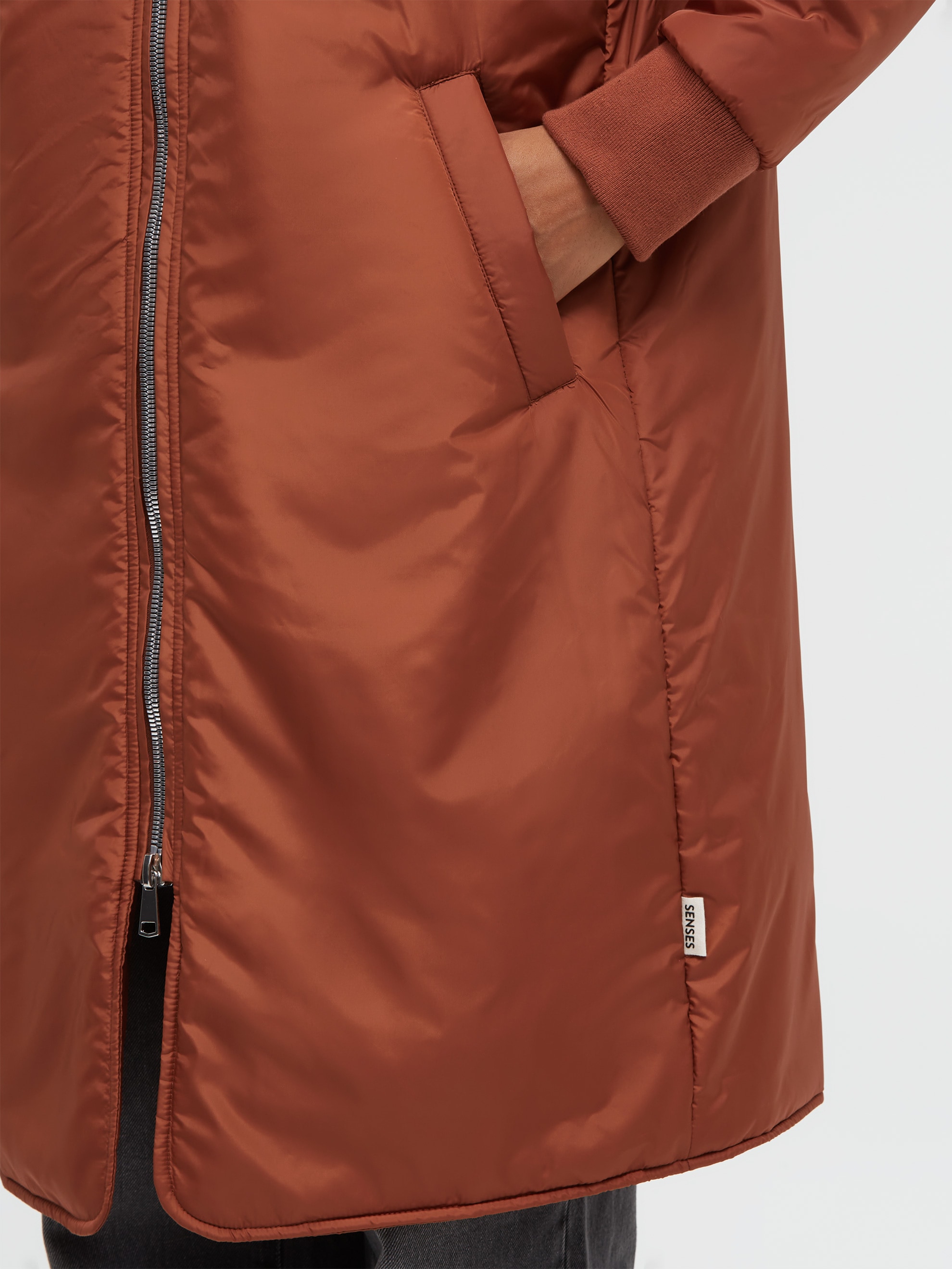 SENSES.THE LABEL Langjacke ohne Kapuze mit Zwei-Wege-Reißverschluss