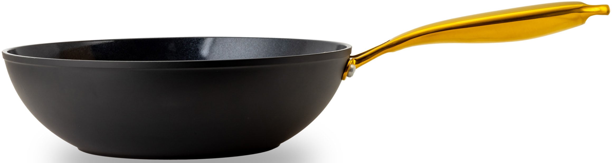 HENSSLERS Wok »HSN«, Aluminium, (1 tlg.), BLACK CERAMIC Antihaftbeschichtung, goldener Edelstahlgriff, Induktion