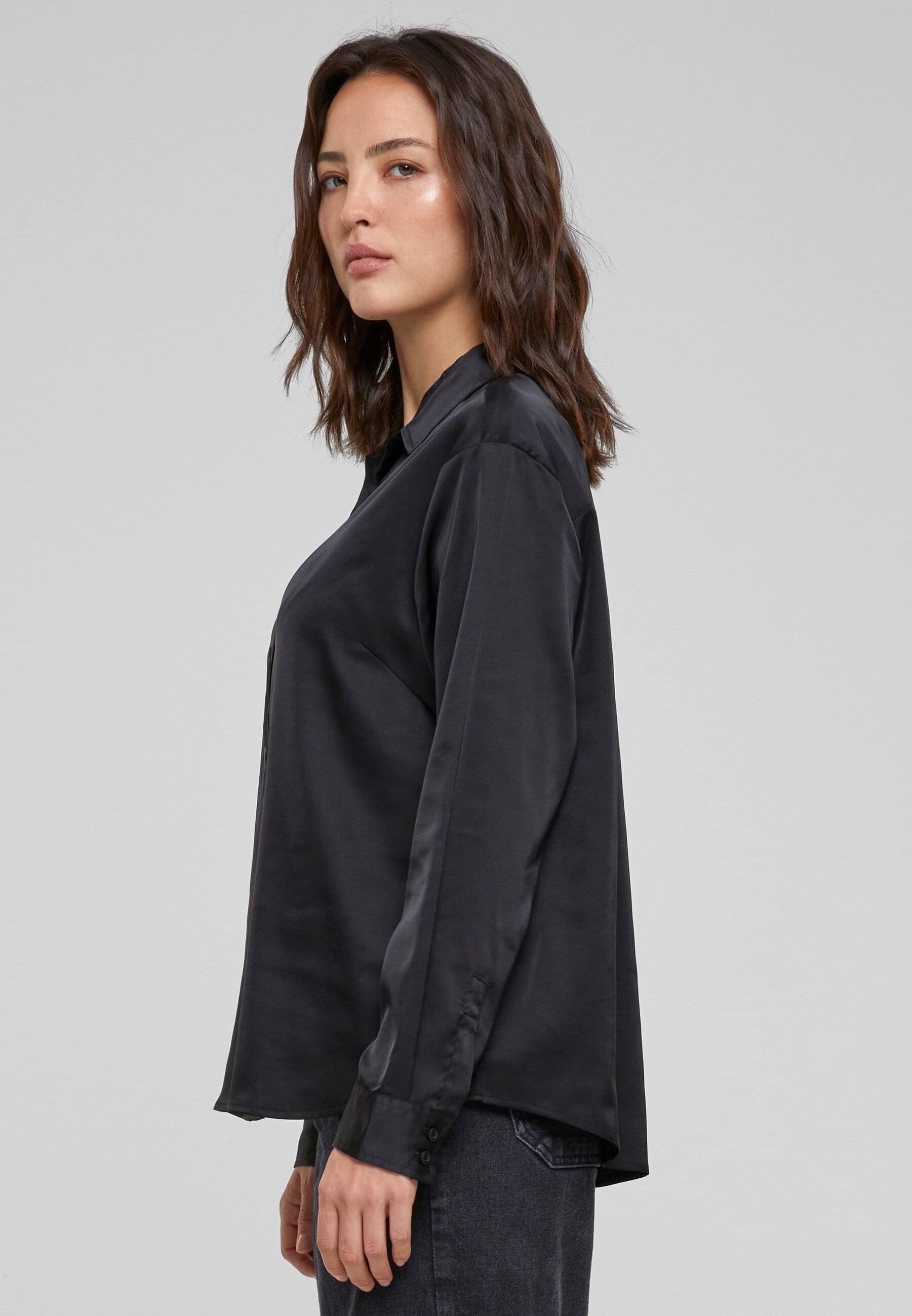 URBAN CLASSICS Langarmhemd »Urban Classics Damen Ladies Satin Shirt«