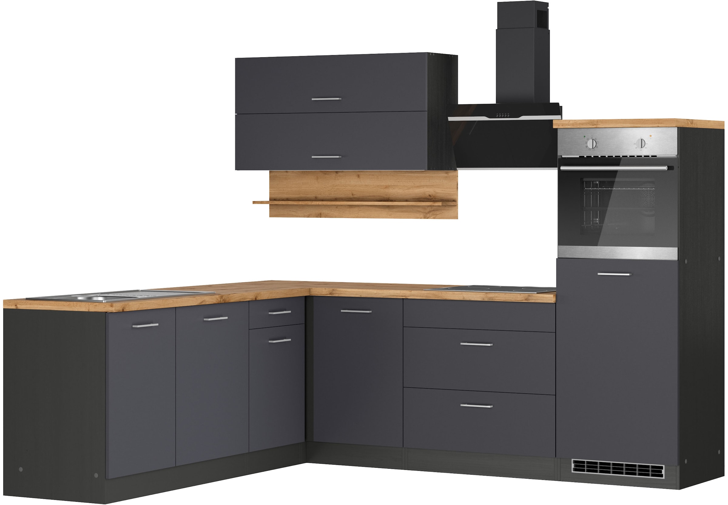 KOCHSTATION Winkelküche "KS-Milan", Stellbreite 250/220 cm, viel Stauraum, günstig online kaufen