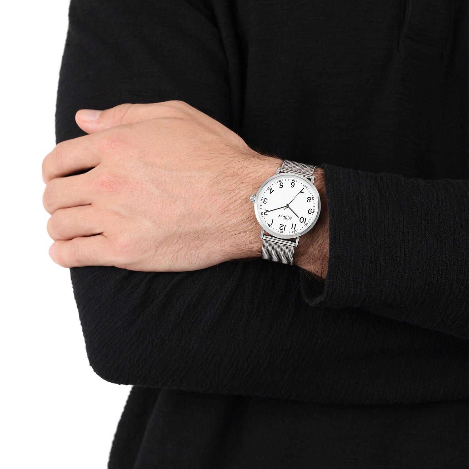 s.Oliver Quarzuhr, Armbanduhr, Herrenuhr, Edelstahlarmband, analog
