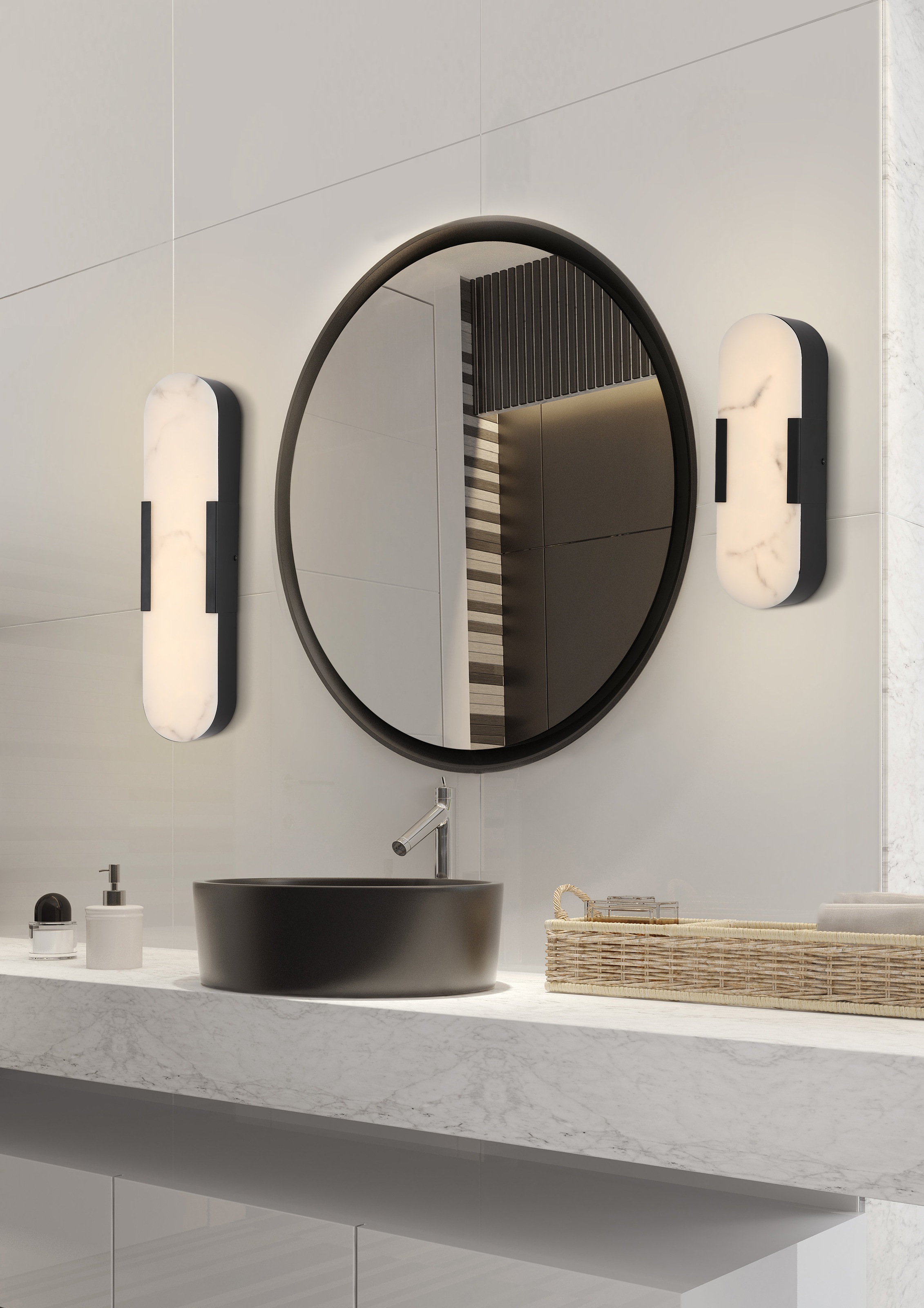 Searchlight LED Wandleuchte »Opalin-LED-Wandleuchte, mattiertes Metall mit Marmorharz« LED-Modul 1 Stk.