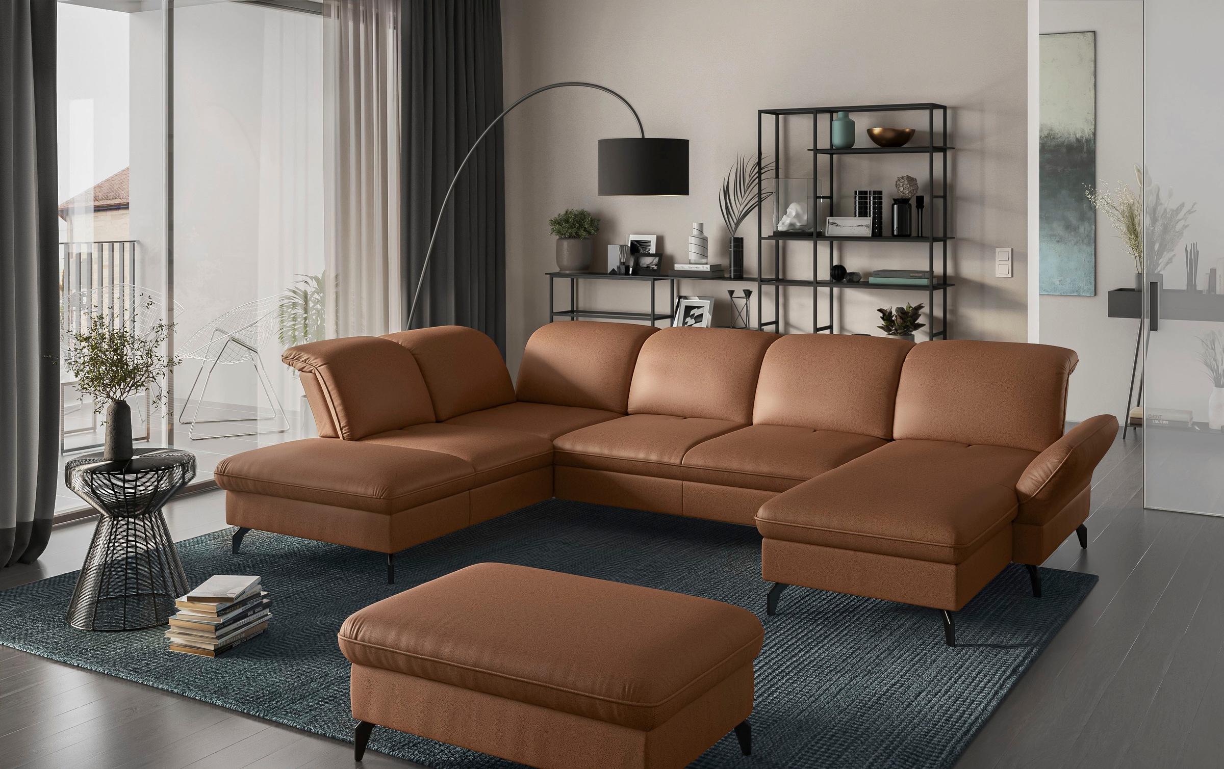 sit&more Wohnlandschaft "Leandro U-Form", Wahlweise mit Bett-, Kopfteil - u günstig online kaufen