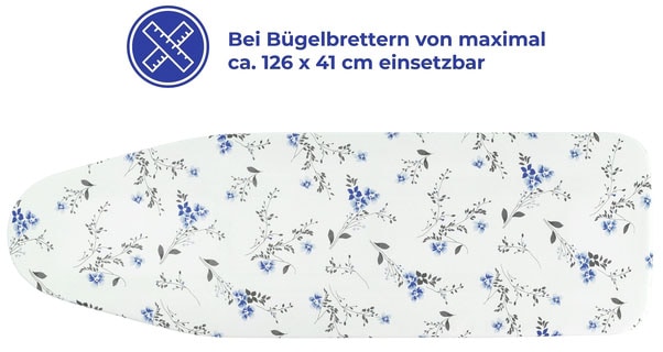 Maximex Bügelbrettbezug »Modell Keramik M Floral«, Bügeltischbezug mit Hitzereflexion und Polsterung, bis 126 x 41 cm