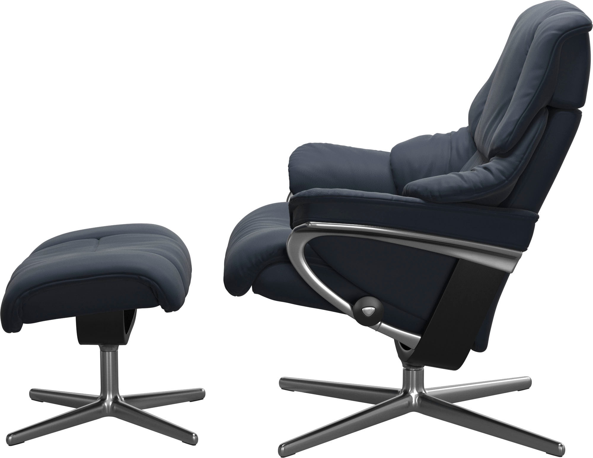 Stressless® Relaxsessel »Reno«, (Set, Relaxsessel mit Hocker), mit Hocker, mit Cross Base, Größe S, M & L, Holzakzent Schwarz