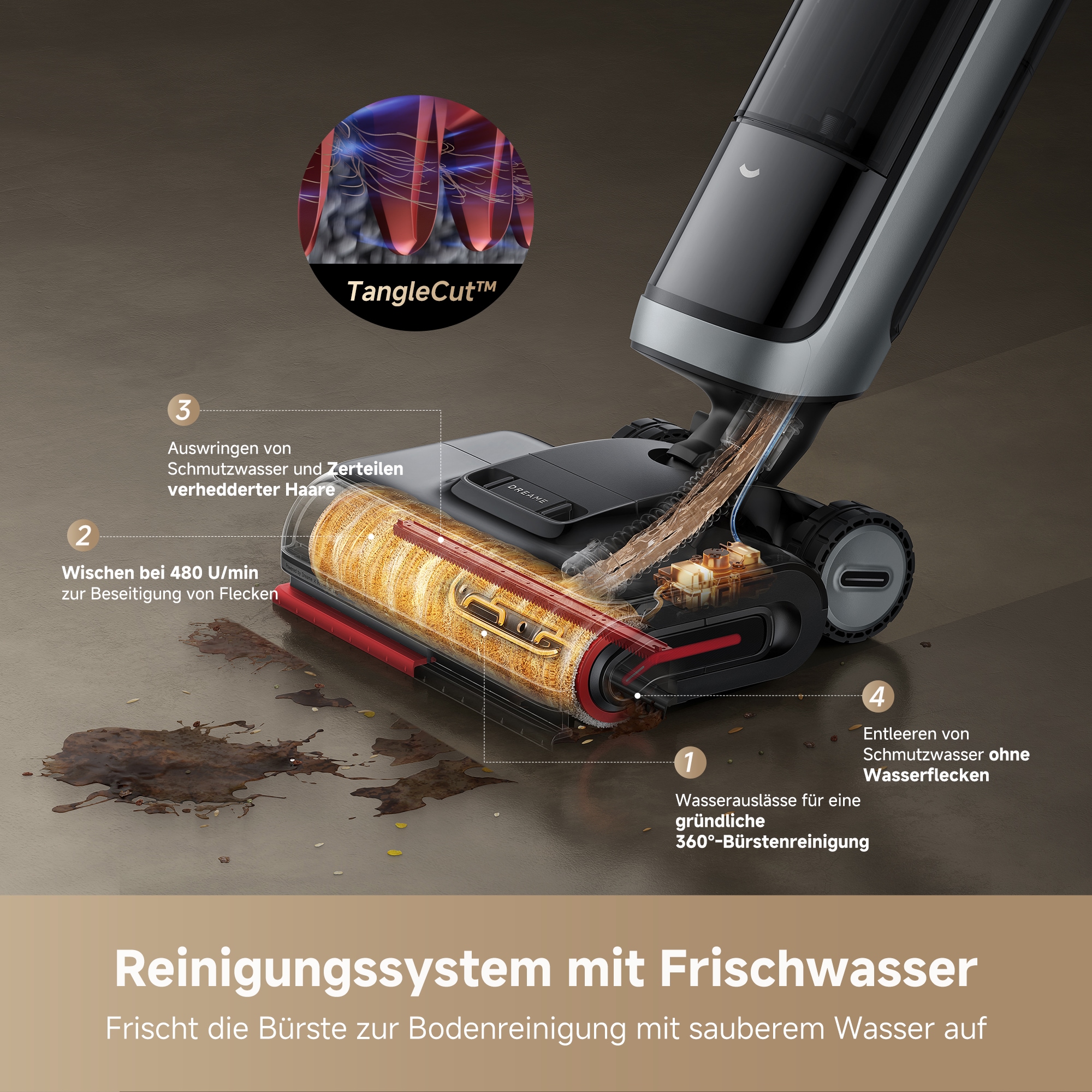 Dreame Nass-Trocken-Sauger »H15 Pro Heat«, 22.000Pa Saugkraft, KI-gesteuerter Hebearm, selbstreinigende Bürste
