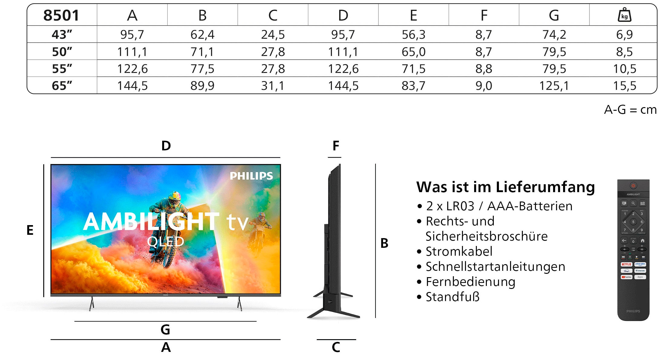 Philips QLED-Fernseher »43PQS8501/12« 108 cm/43 ″ Smart-TV