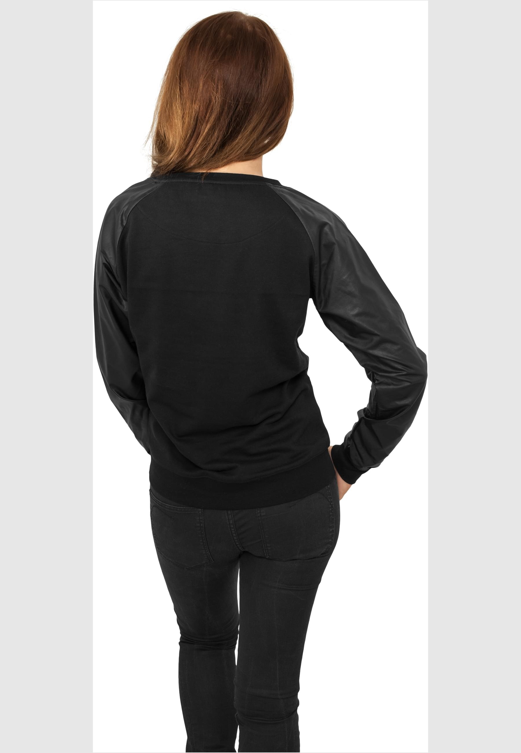URBAN CLASSICS Sweatshirt »Urban Classics Damen Ladies Synthetic Leather Wideneck Crew«, (1 tlg.)