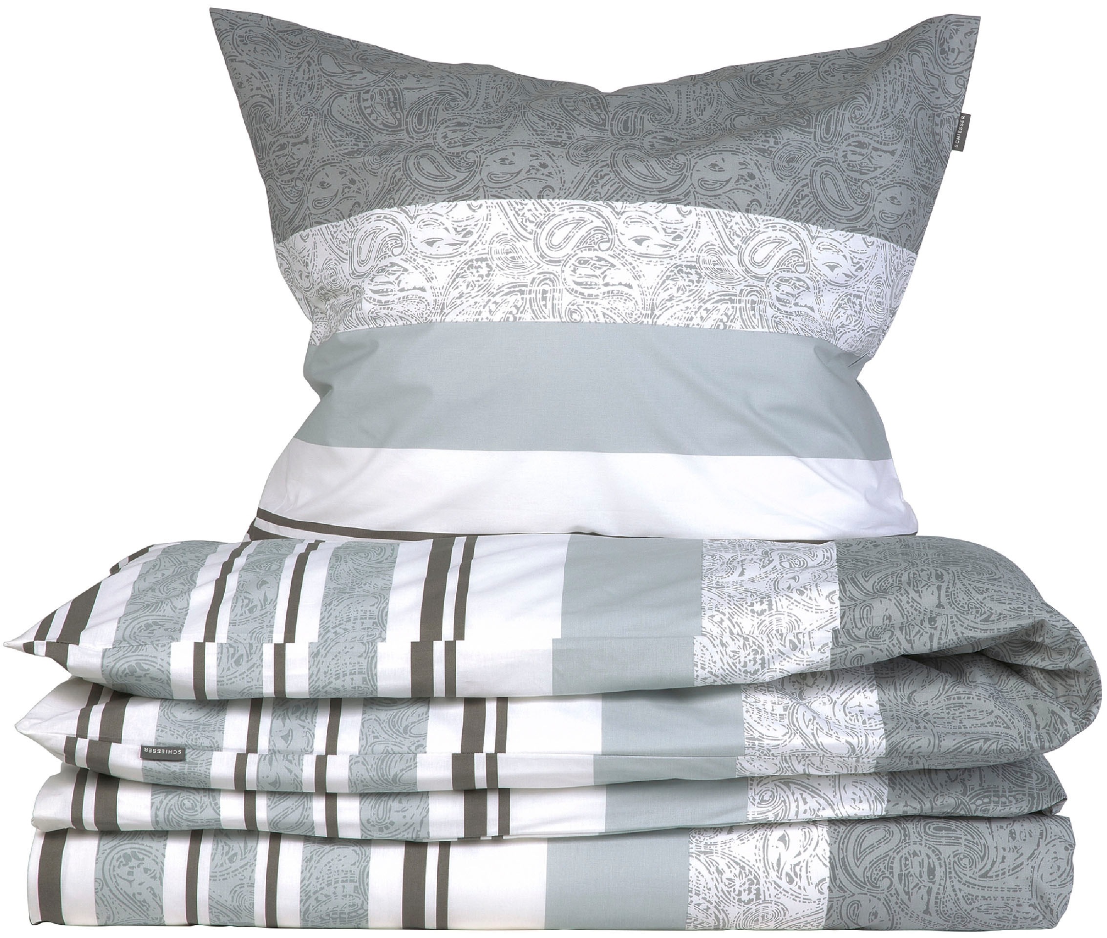 Thumbnail - Schiesser Bettwäsche "Adele aus weicher Baumwolle mit im Paisley-Streifen-Look" 2 Stk. tlg. MADE IN GREEN by OEKO-TEX