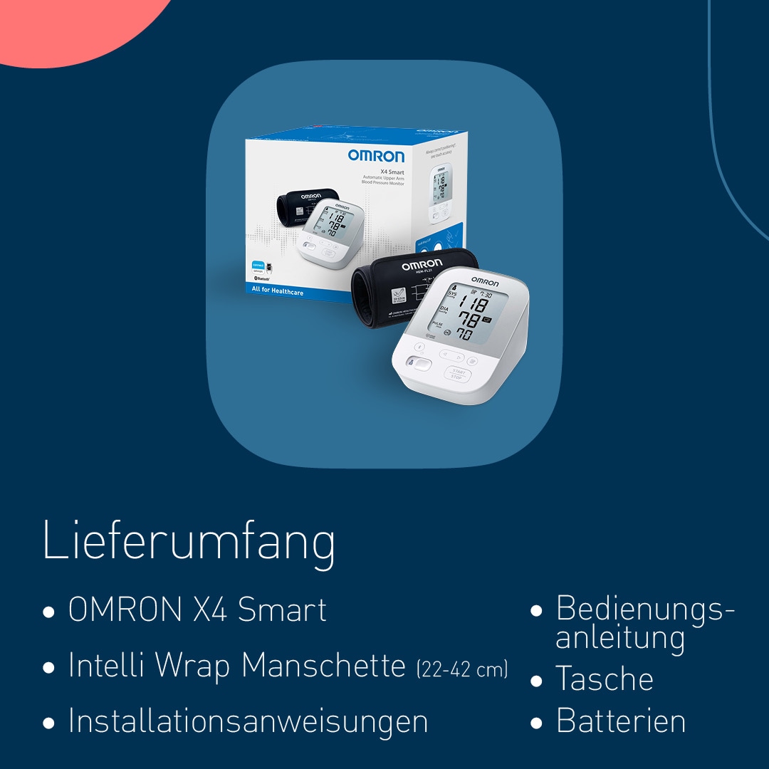 Omron Oberarm-Blutdruckmessgerät »X4 Smart« mit Bluetooth und Intelli Wrap Manschette, mit kostenloser App