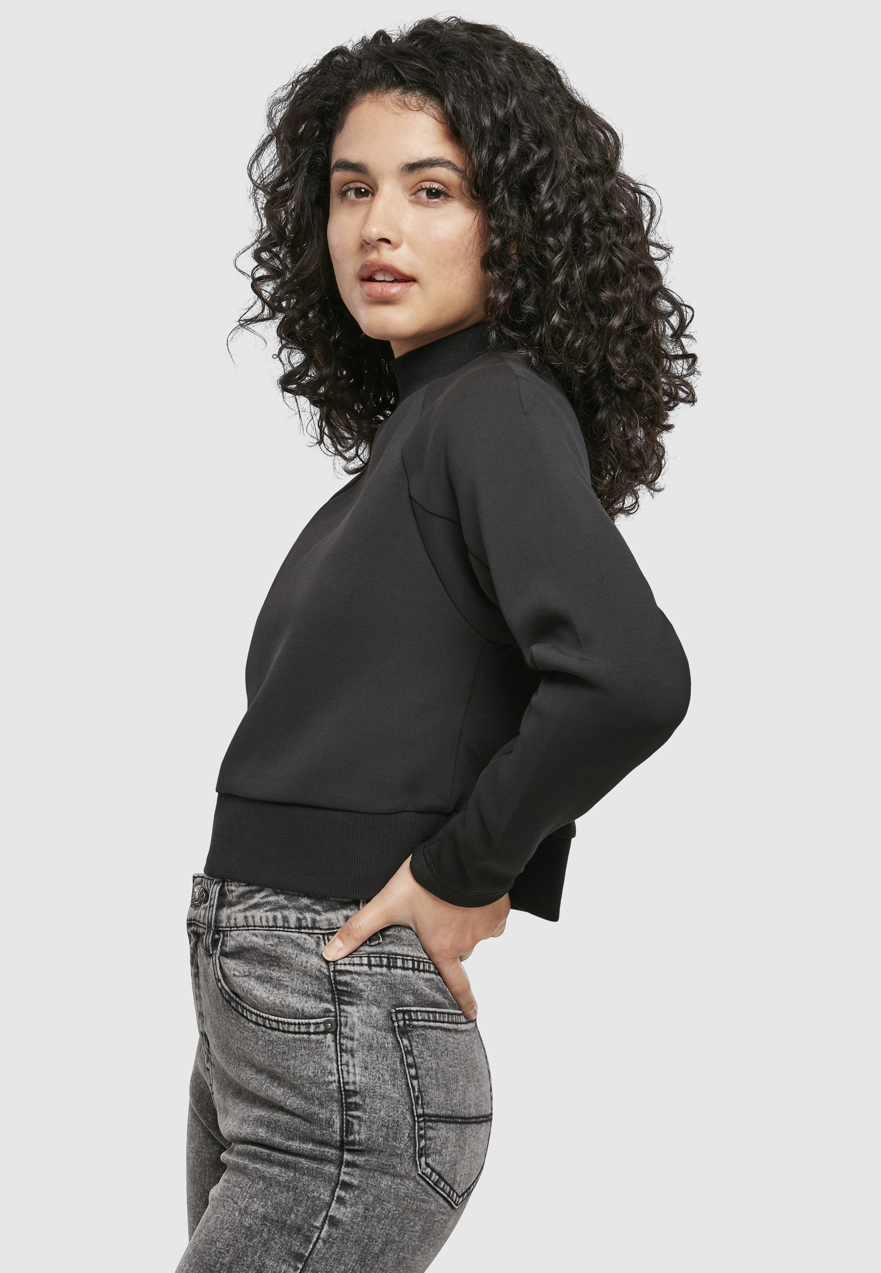 URBAN CLASSICS Sweatshirt »Urban Classics Damen Ladies Interlock Short Turtleneck Crew«, 1 Stk.
