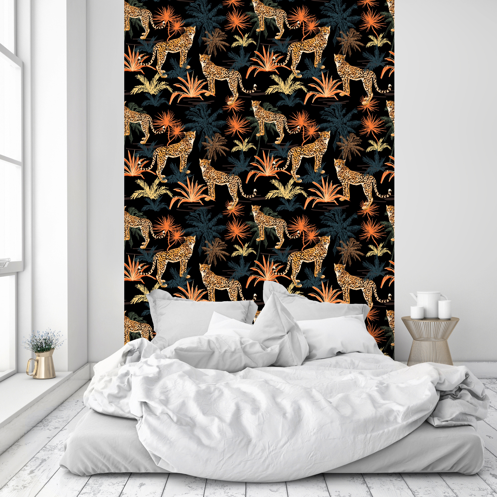 queence Vinyltapete »Helene«, bedruckt-Motiv-Barock-Kunst-Wald-natürlich-animal print, 90x250cm, selbstklebend, kinderleichte Anbringung, Sticker