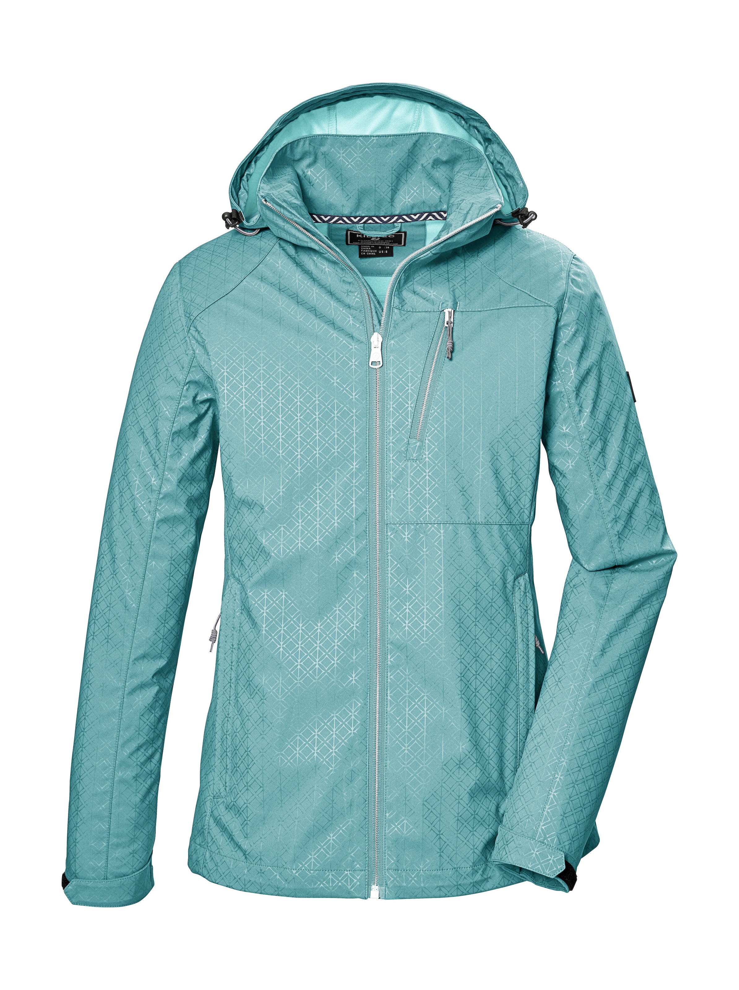 Killtec Softshelljacke "KOS 121 WMN SFTSHLL JCKT GRPHIC" Wasserabweisend, winddicht, atmungsaktiv, abnehmbare Kapuze