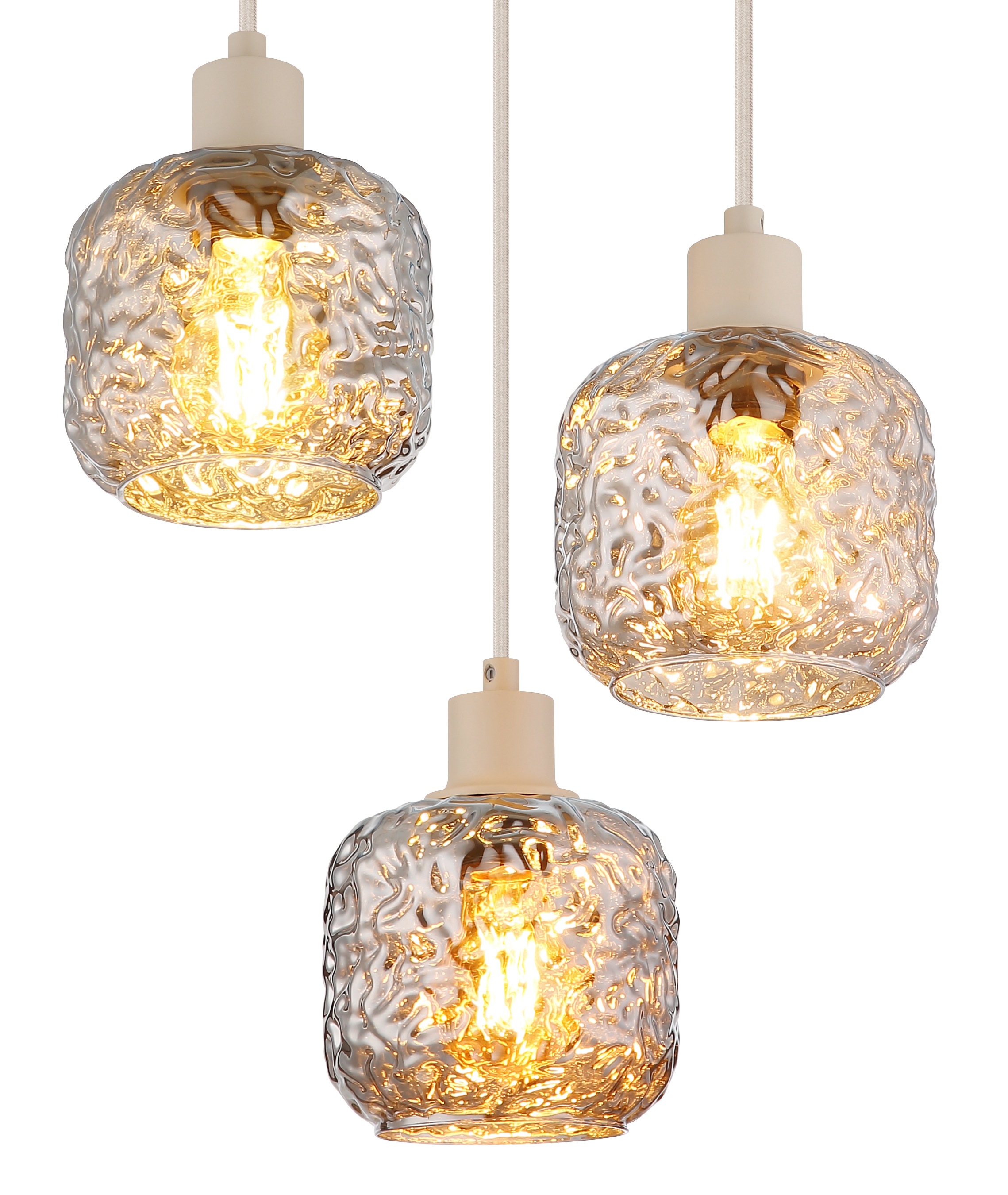 GLOBO LIGHTING Hängeleuchte »ANTONIO« E27 1 Stk. Beige Hängeleuchte mit Rauchglas und verchromten Akzenten