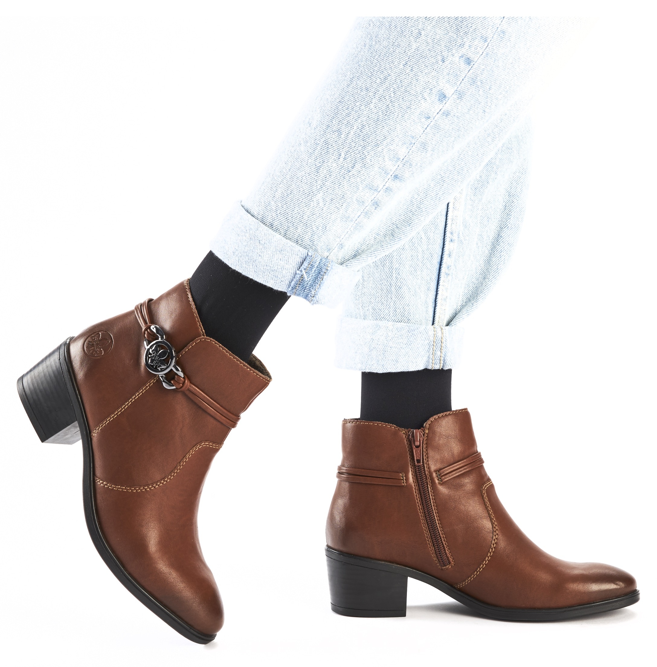 Rieker Stiefelette, Ankleboots, Klassik-Stiefelette, Blockabsatz, Innenreißverschluss