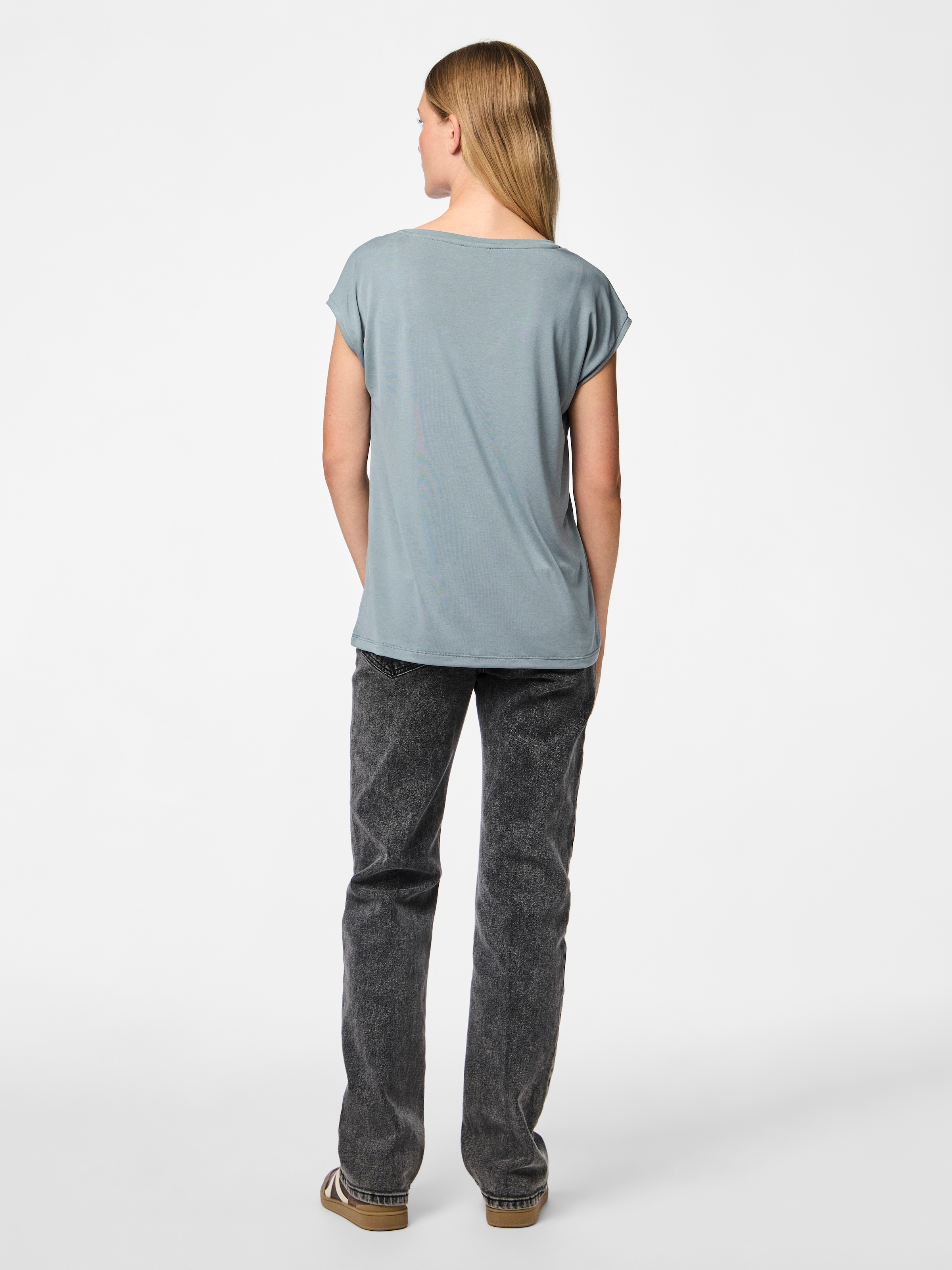 pieces Kurzarmshirt »PCKAMALA TEE NOOS BC« Materialmix, regular fit