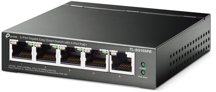 TP-Link Netzwerk-Switch »TL-SG105PE 5-Port Gigabit (4x PoE+) L2 Smart Switch«, (1 St.)