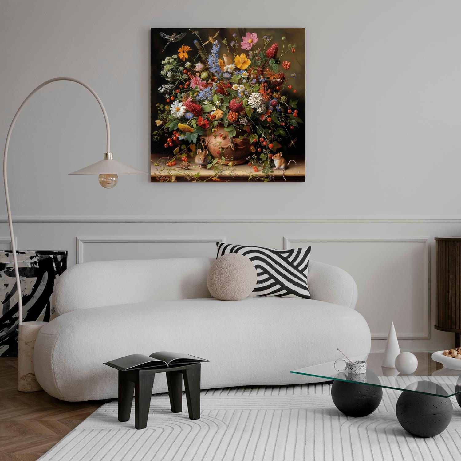 queence Leinwandbild "Frühlingsstrauß" Blumen Blumenbilder Gemälde Kunst Pflanzen Pflanzenbilder Romantisch Stillleben Vasen Vasen & Töpfe 1 Stk. tlg. Premium-Leinwandstoff, Handarbeit aus Deutschland
