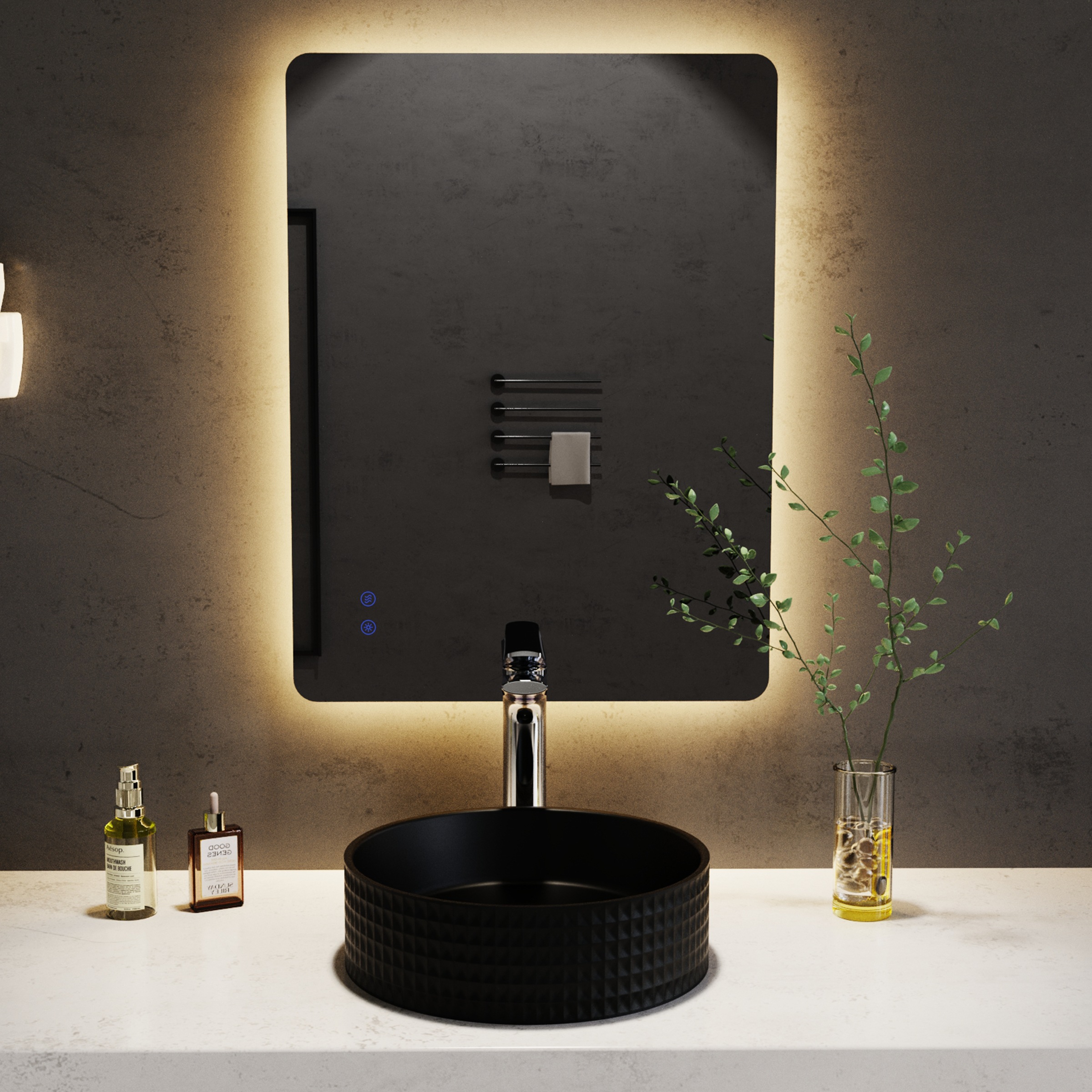 welltime LED-Lichtspiegel "Toledo eckig, Spiegel mit LED Beleuchtung, Badsp günstig online kaufen